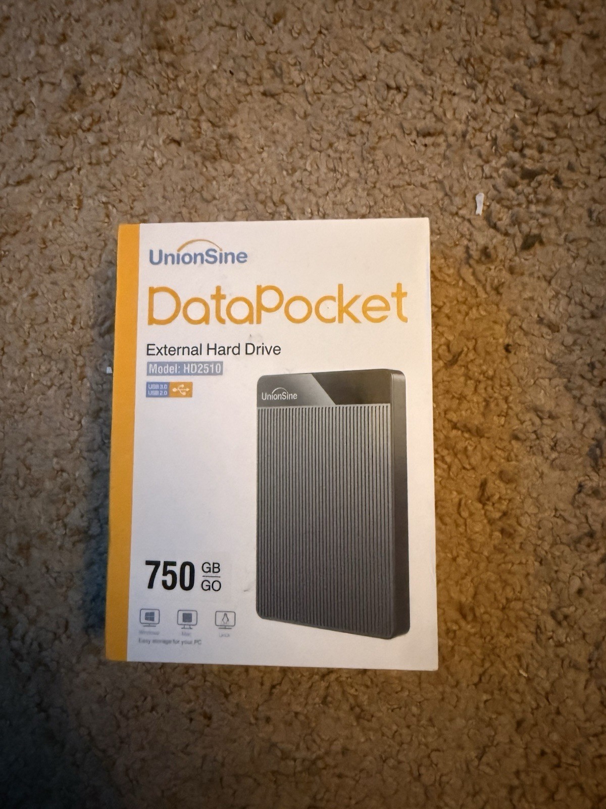 UnionSine DataPocket 750 GB External Hard Drive HD2510 USB 3.0 Portable HDD New