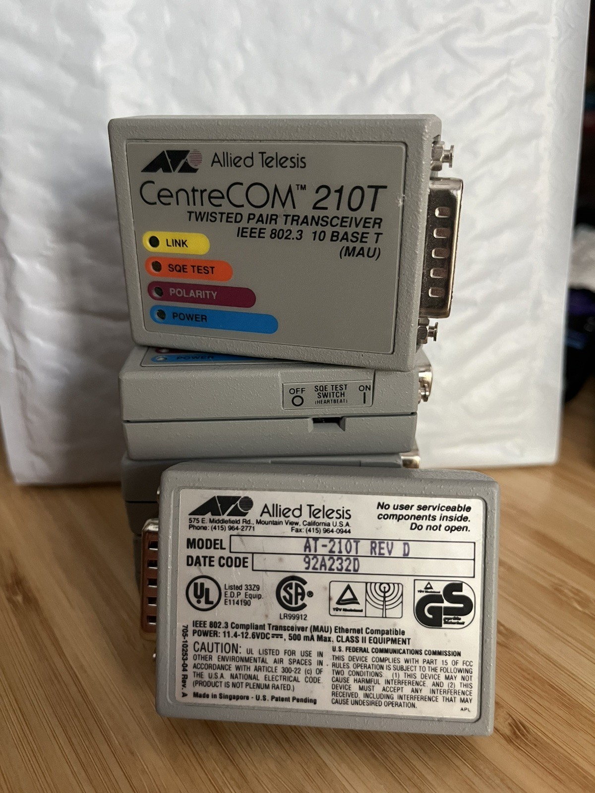 Allied Telesis CentreCom 210T Twisted Pair Transceiver IEEE 802.3 10 Base-T