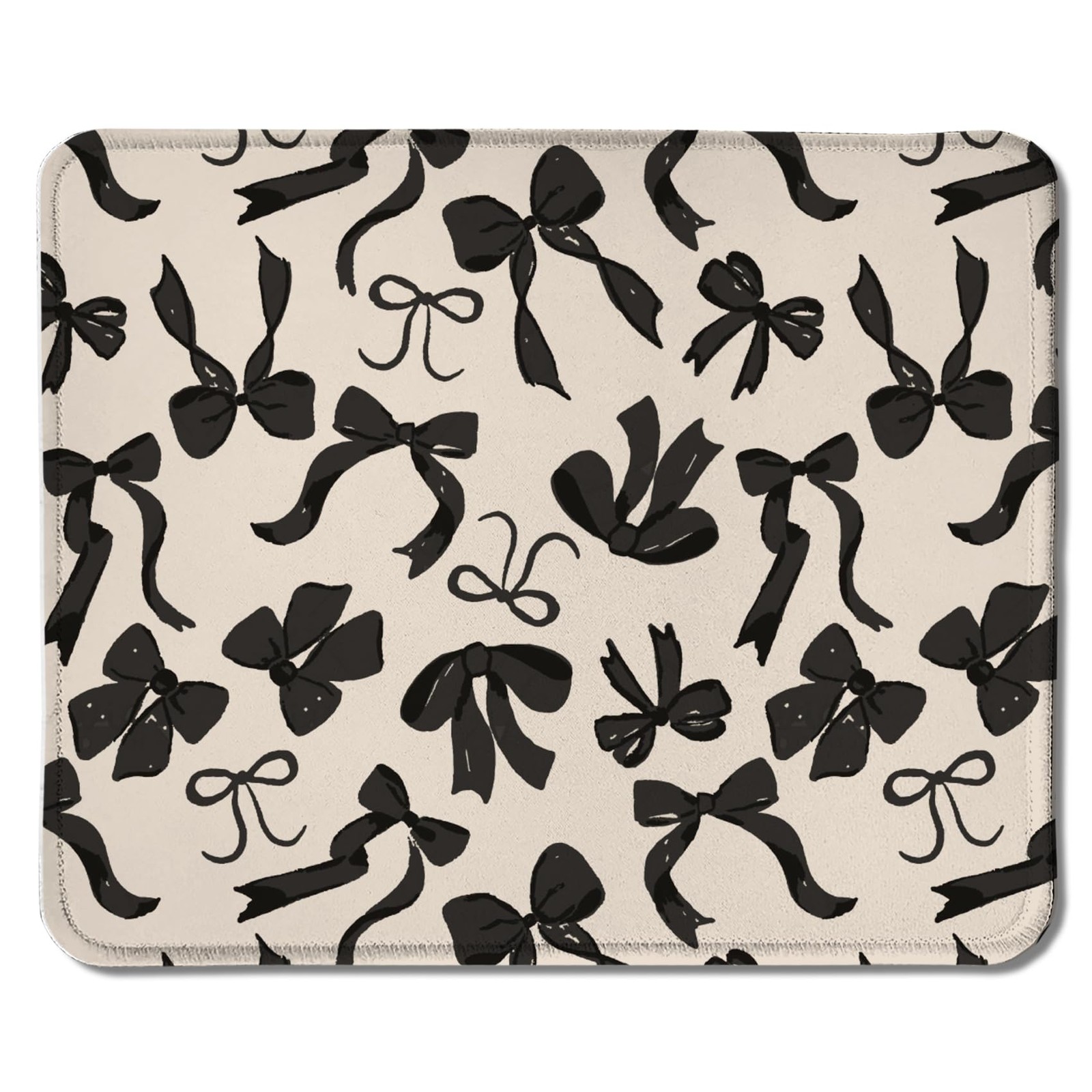 Coquette Black Bow Mouse Pad Cute Preppy Girly Ribbon Mat 9.5x7.9 Inch