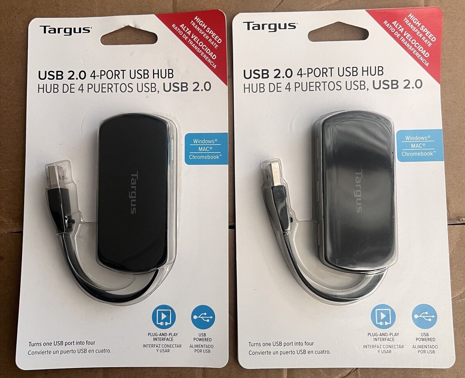 2 X Targus USB 2.0 4-PORT USB HUBS