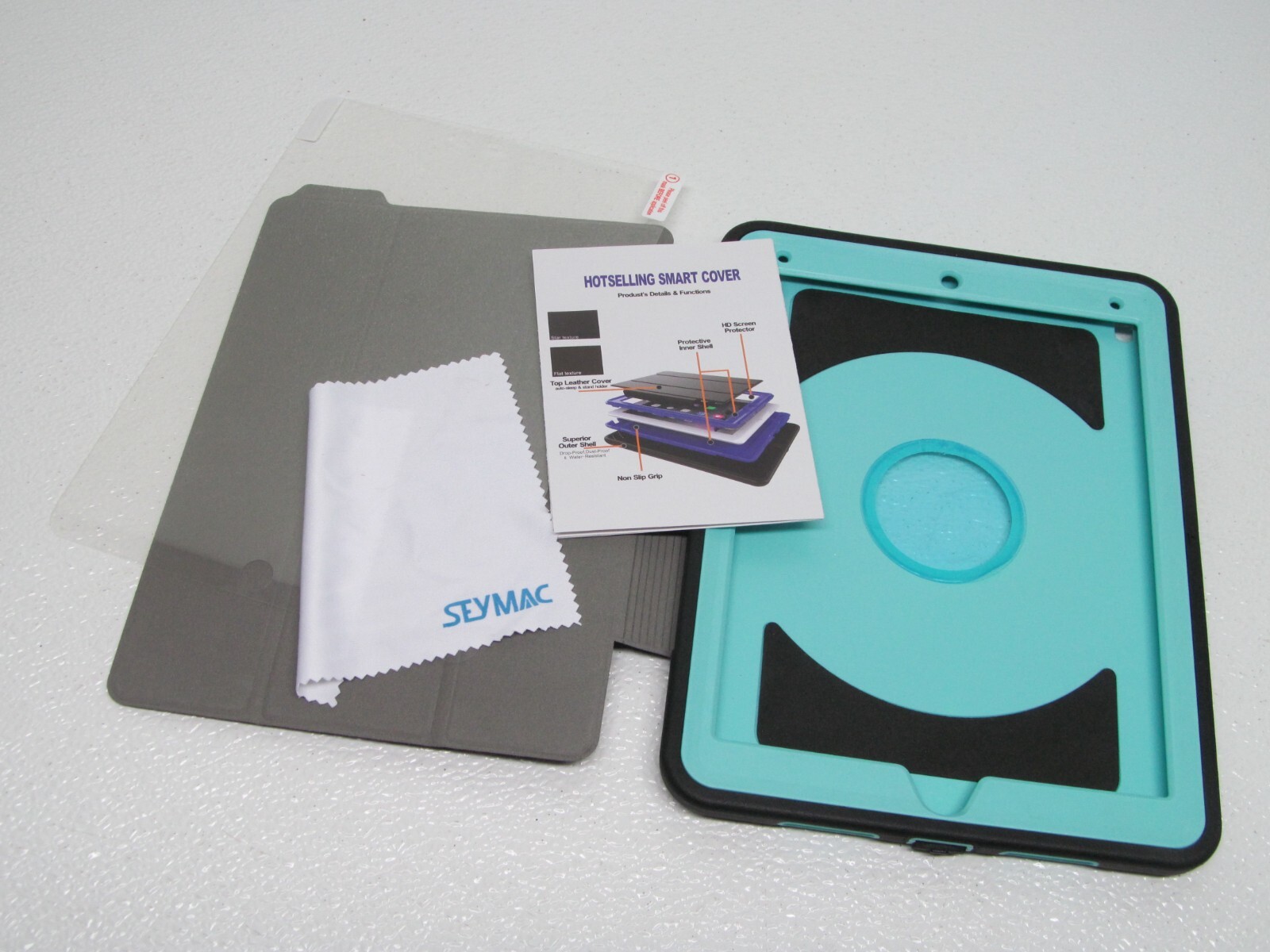 SEYMAC Waterproof Hotselling Smart Cover for iPad 7 iPad Pro Case Black/Blue