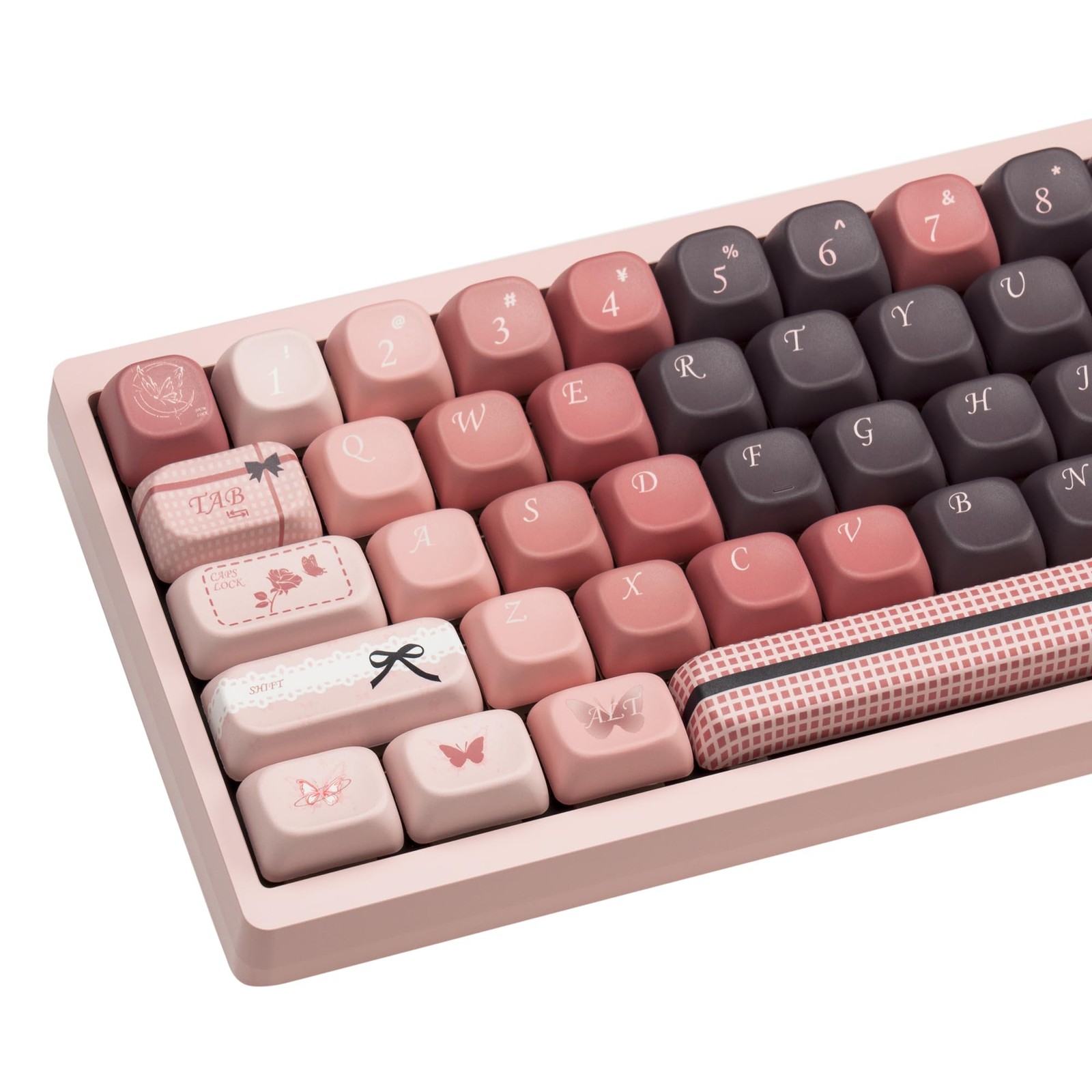 Cute Pink Brown PBT Keycaps Gradient Heart Custom Keyboard Keycap Set
