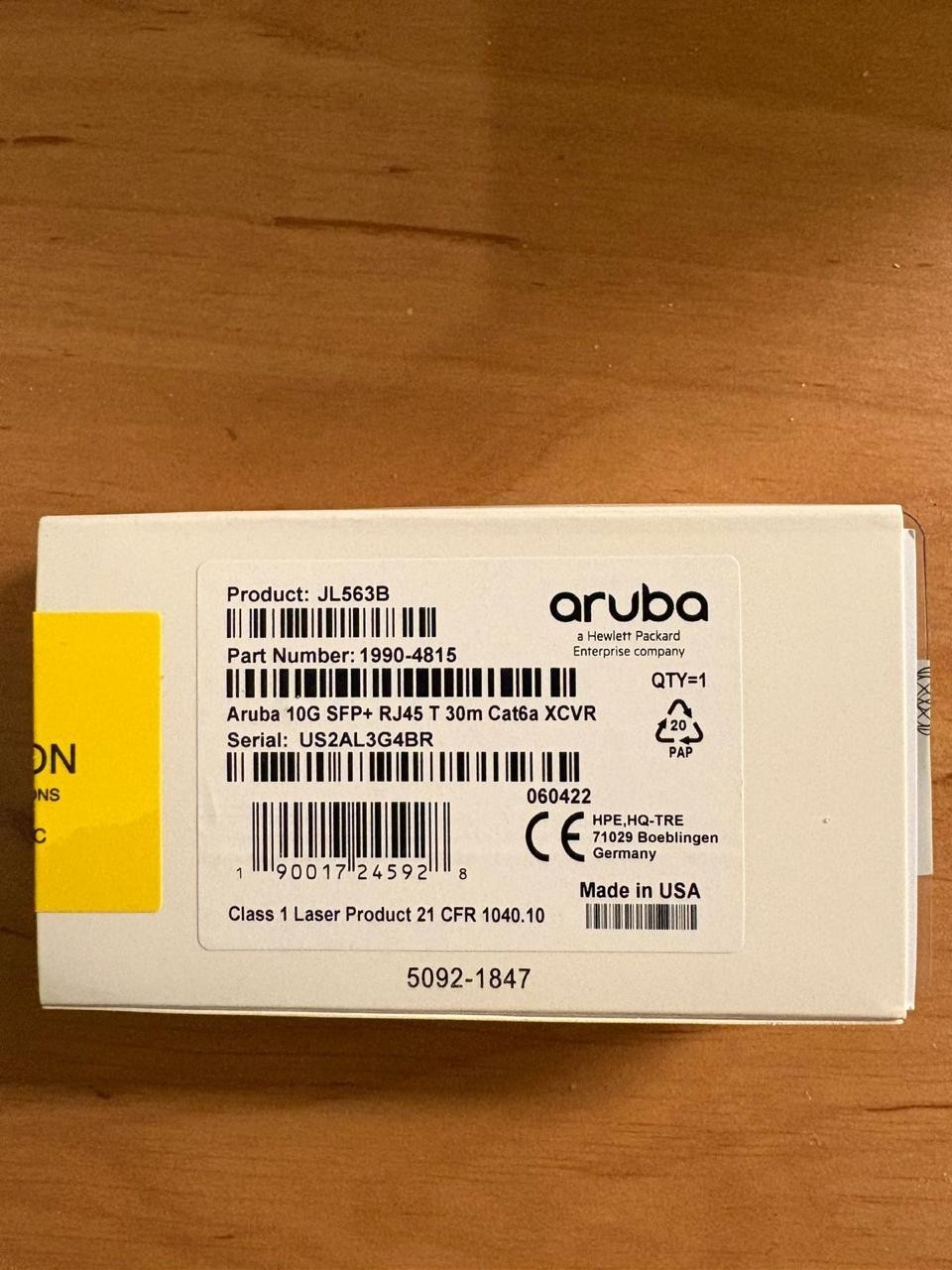 New HPE Aruba JL563B 10GBASE-T SFP+T RJ45 cable 30M CAT6A XCVR Transceiver