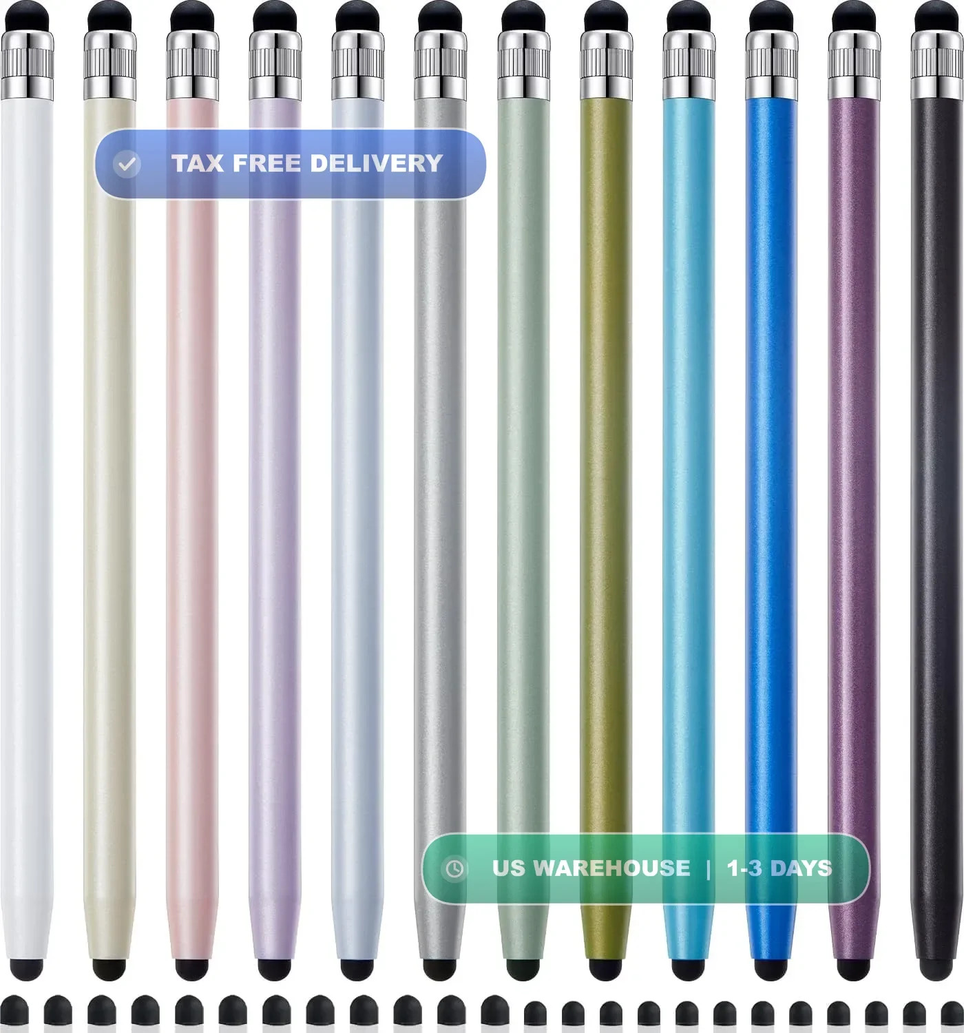 12Pcs Stylus Pen for Touchscreen, 2-in-1 High Precision & Sensitivity Stylus Pen