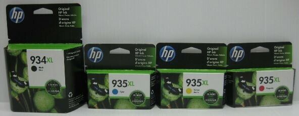 Set 4 NEW Genuine Sealed HP 934XL Black 935XL Color Ink Cartridges 2022-2023