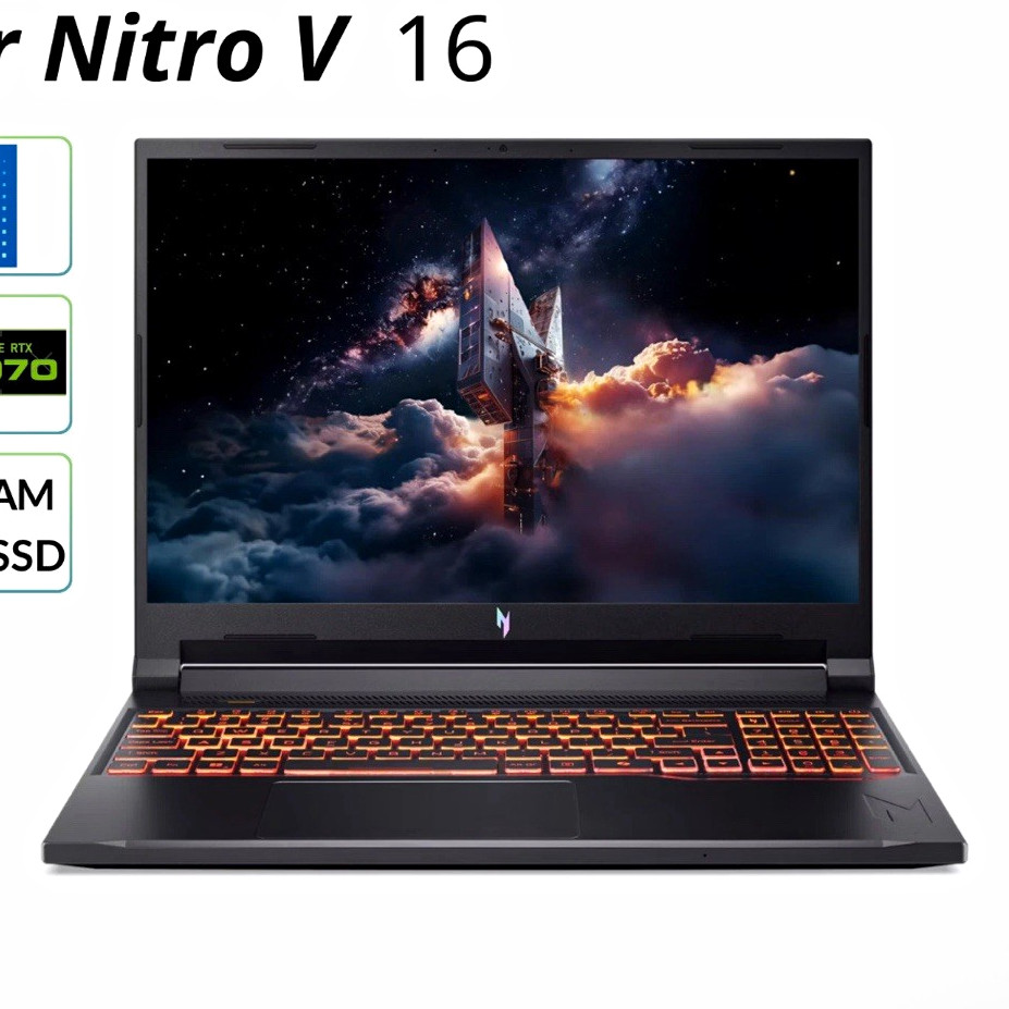 Acer Nitro V 16 16" Gaming Laptop Intel Core RTX 5070 16GB 512GB SSD Black