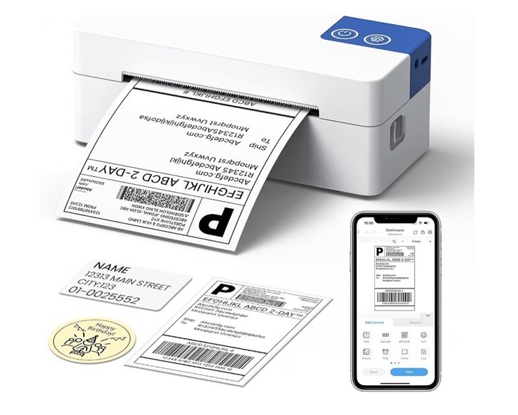 Bluetooth Thermal Shipping Label Printer, 4x6 Thermal Label Printer