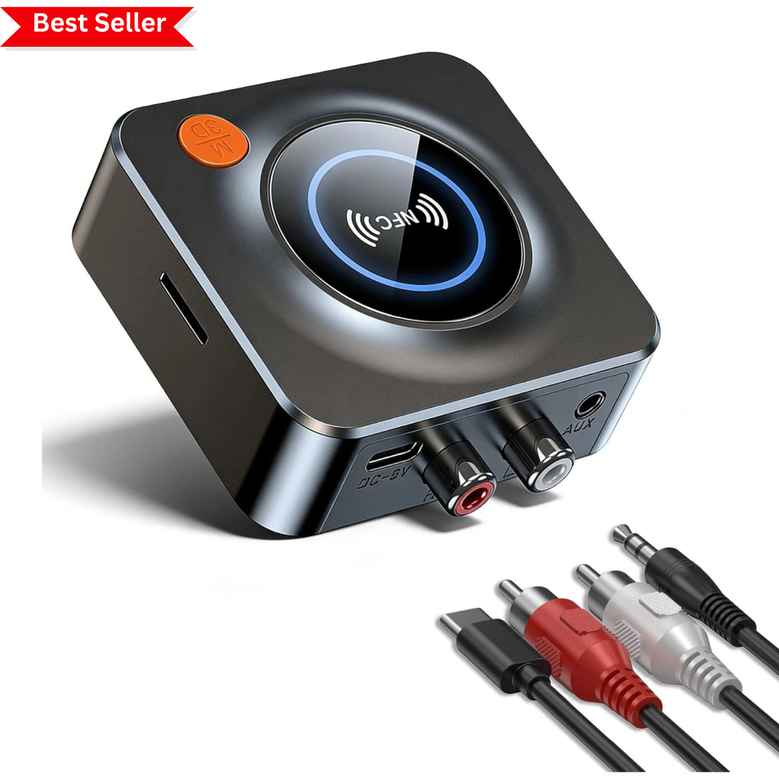 Bluetooth Receiver for Home Stereo, AUX RCA to Bluetooth Adapter | NFC