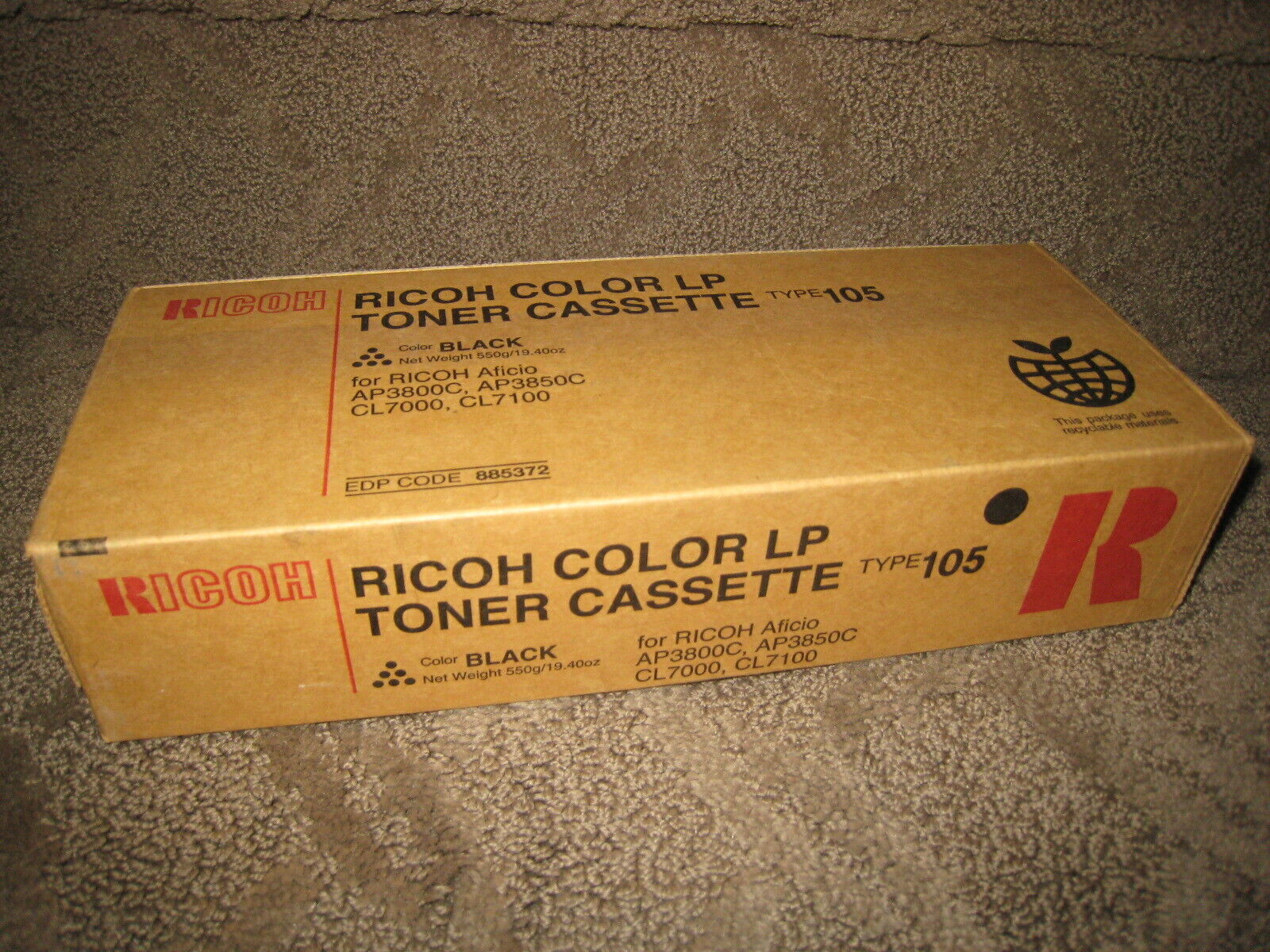 Ricoh 885372 Type 105 Black Toner Cartridge Genuine OEM Original