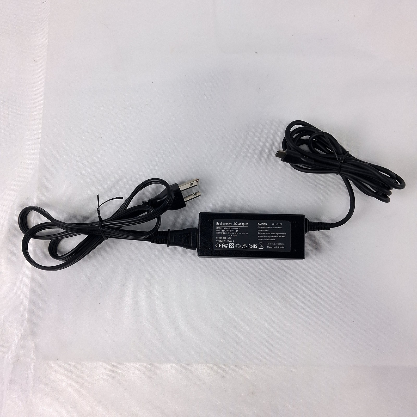 Replacement Laptop Charger 65W USB Type-C AC Power Adapter KT60W200225B3