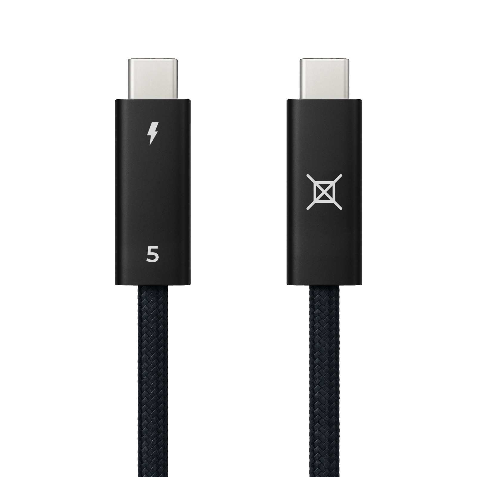 Aiox Thunderbolt 5 Cable USB-C 80Gbps 240W Nylon Braided (1.5m/4.92ft) - Black