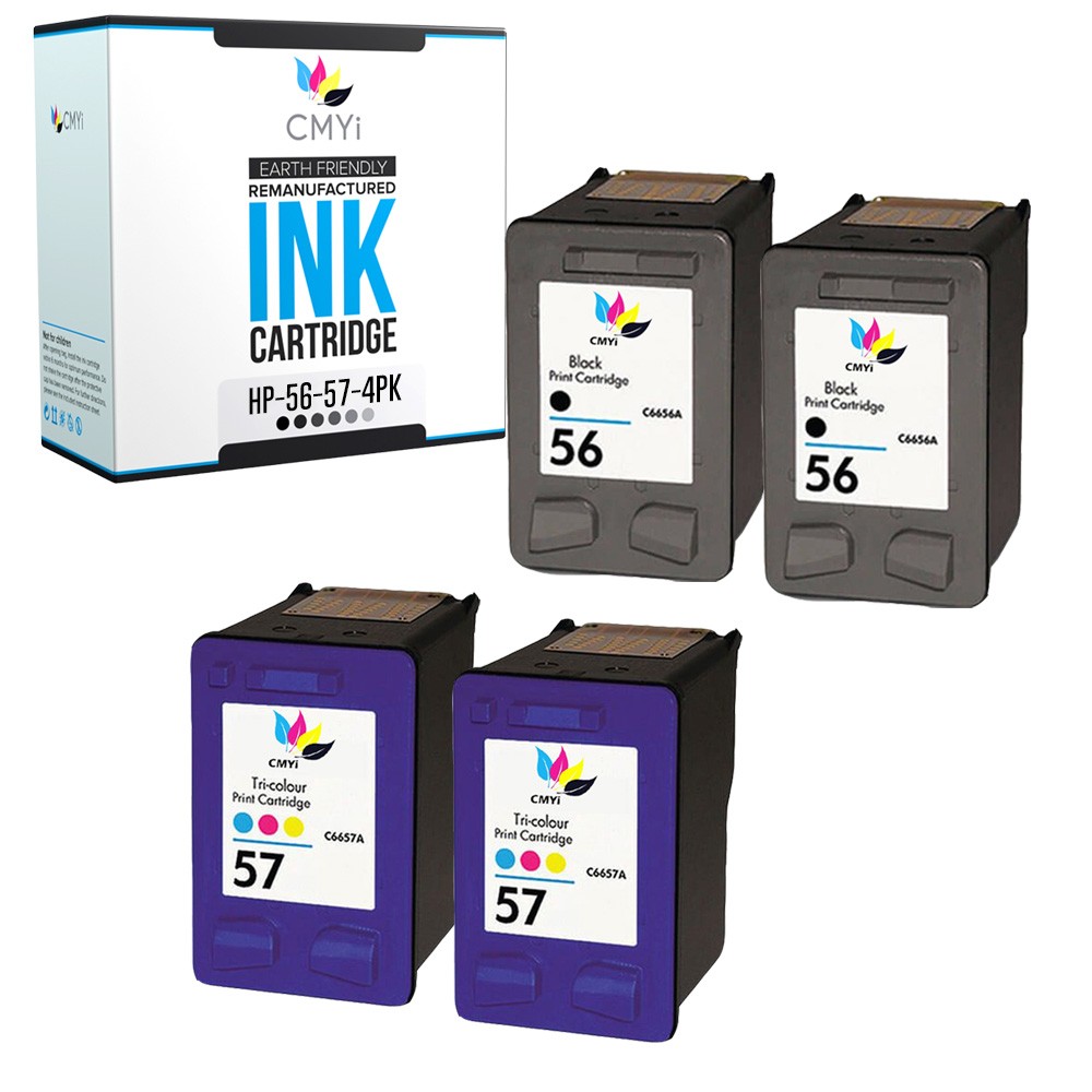 4-PK CMYi Replacement HP 56 and 57 Ink Cartridges for Photosmart 7762 7900 7960