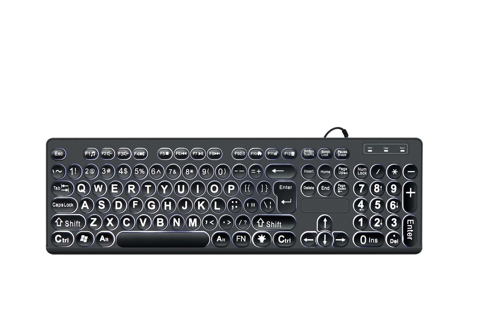 MCSaite Wired Backlit USB Keyboard - 104 Keys Standard Full Size with Black