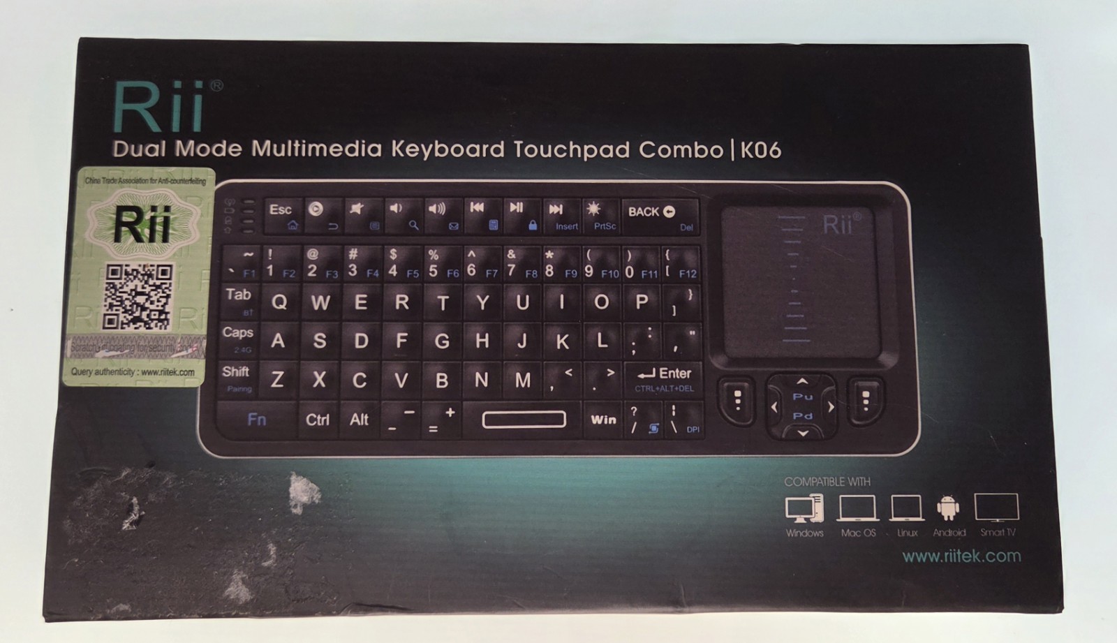 Rii Dual Mode Wireless Mini Keyboard Touchpad for PC Android TV Box Smart TV K06