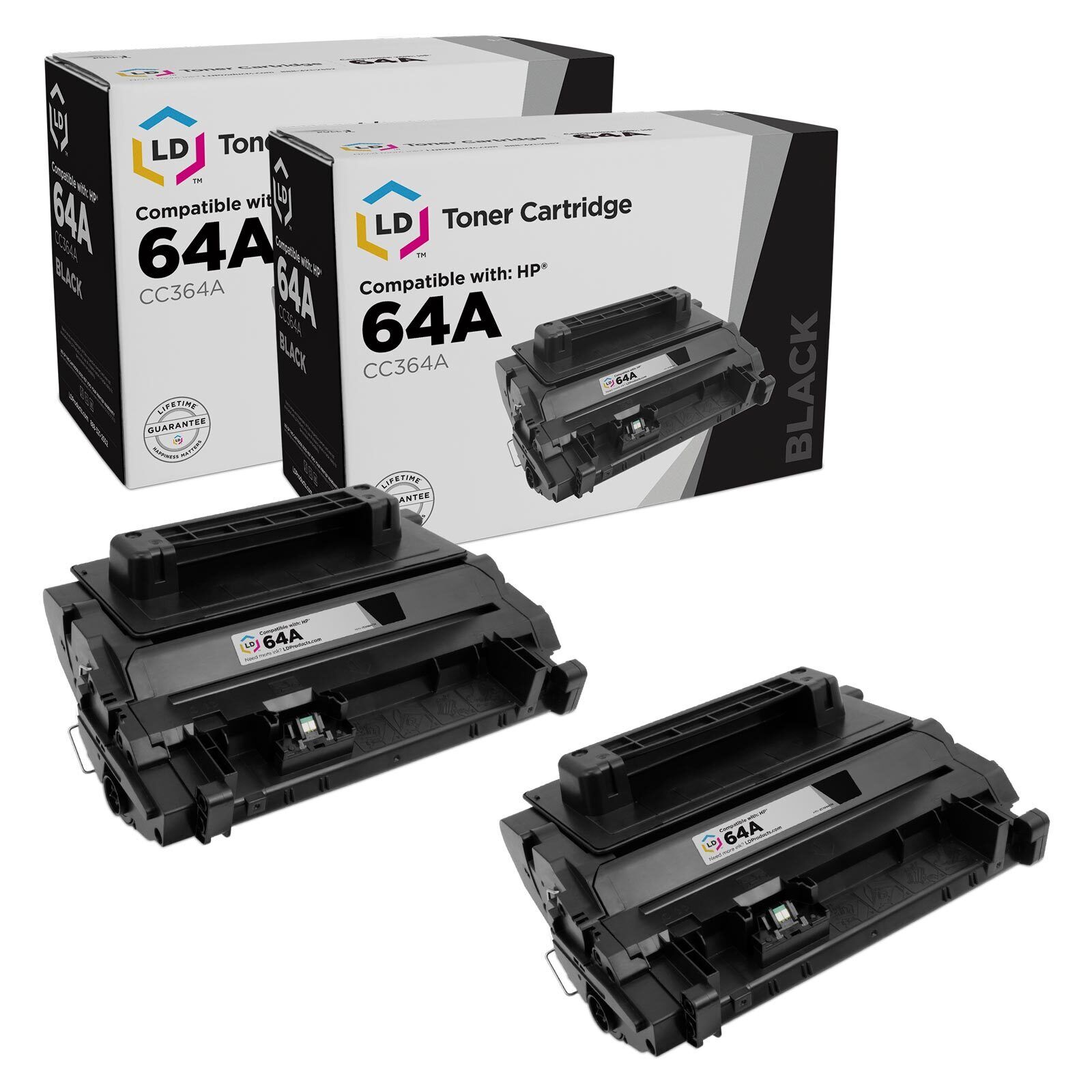 LD 2PK CC364A 64A SY Black Laser Toner Cartridge for HP LaserJet P4015tn P4515tn