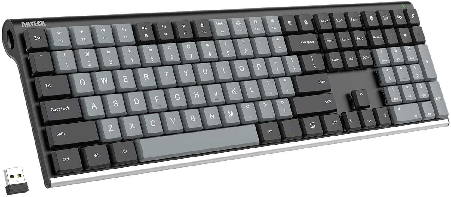 Mechanical 2.4G USB Wireless Keyboard Tactile Brown Switches Black Gaming PC