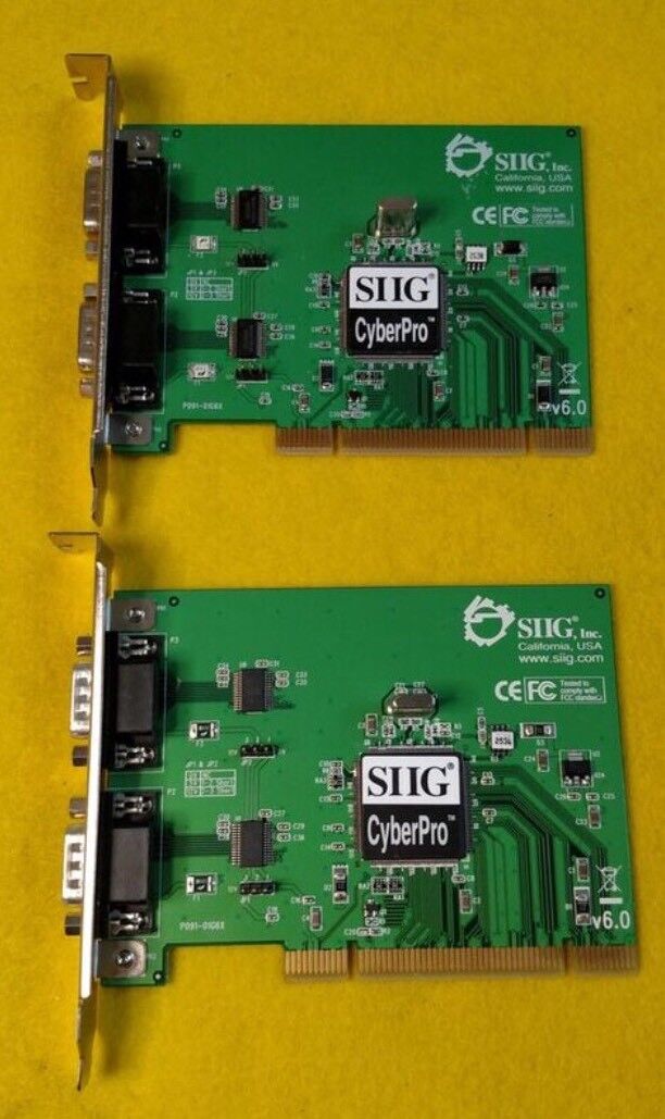 LOT OF 2: SIIG, INC. v6.0 P091-01G6X JJ-P02D11-S6 CyberPro Cards