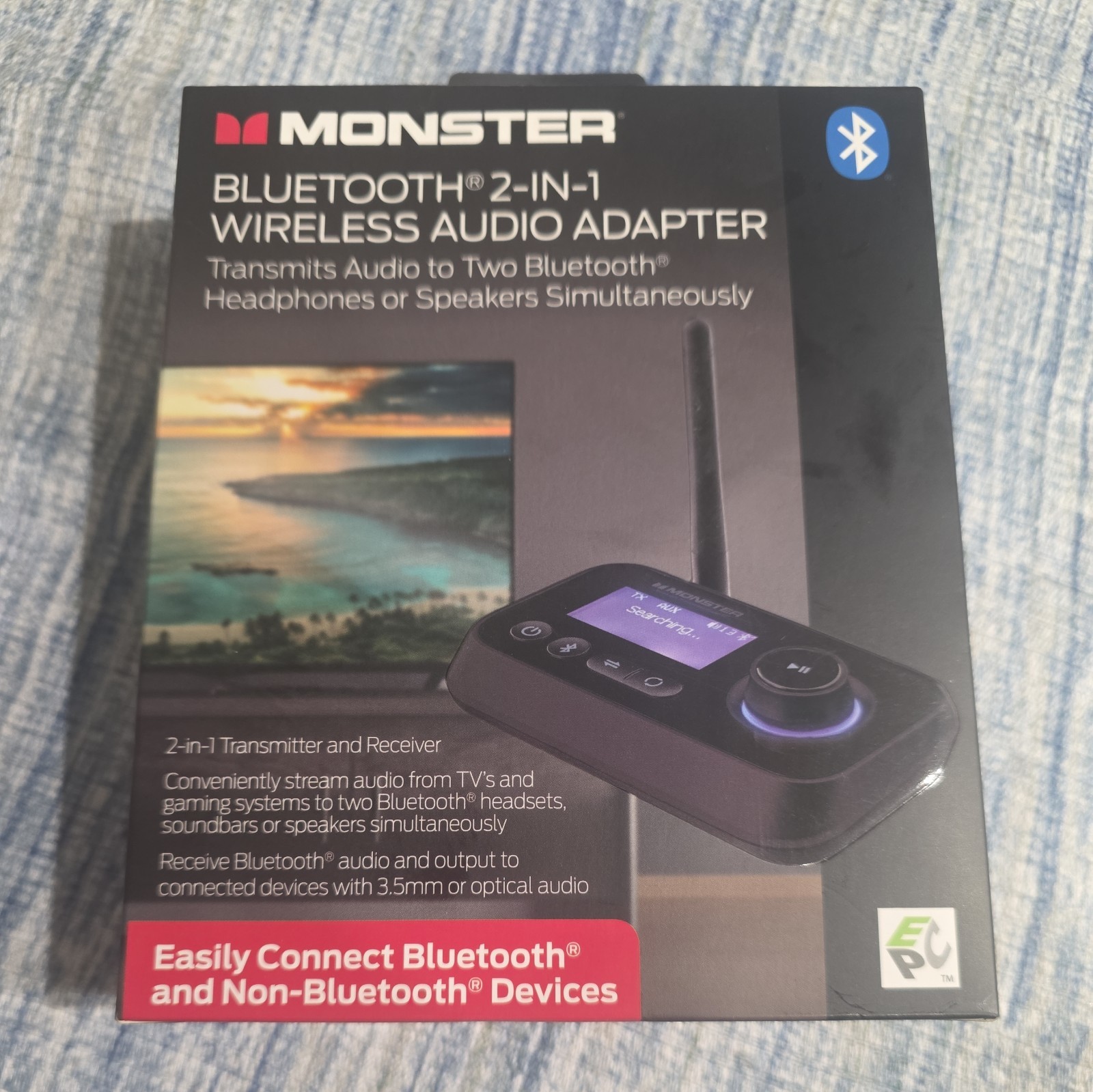 Monster Bluetooth 2 In 1 Wireless Audio Adapter - Black New in Box Sealed