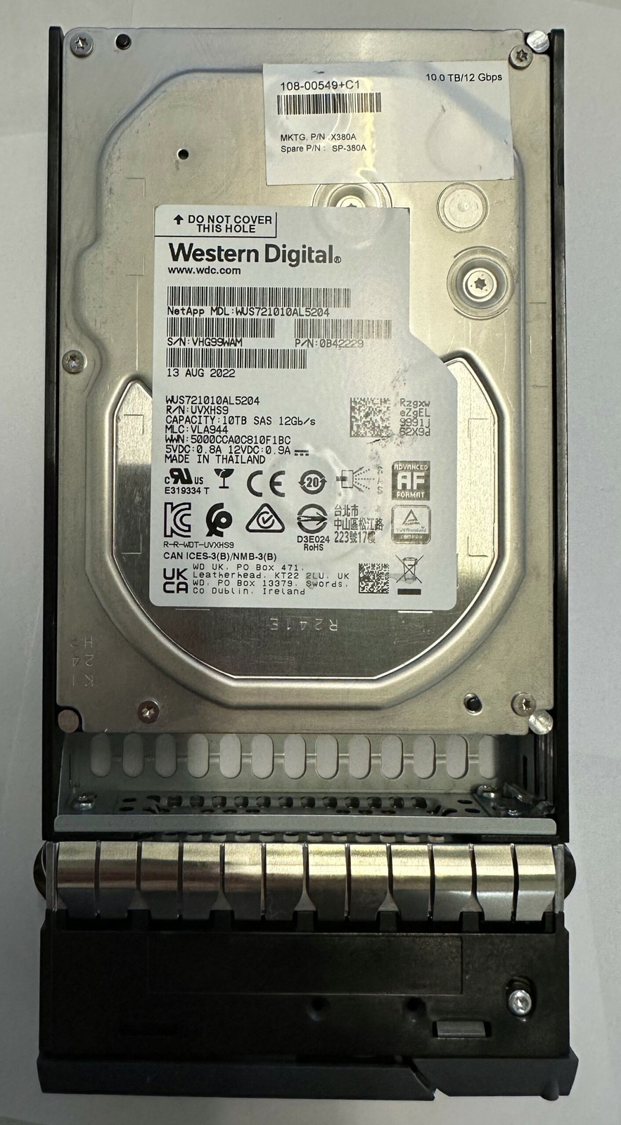 108-00549+C1 - Netapp 10TB 7200 RPM SAS 3.5" HDD for DS4246, 24 bay enclosure...