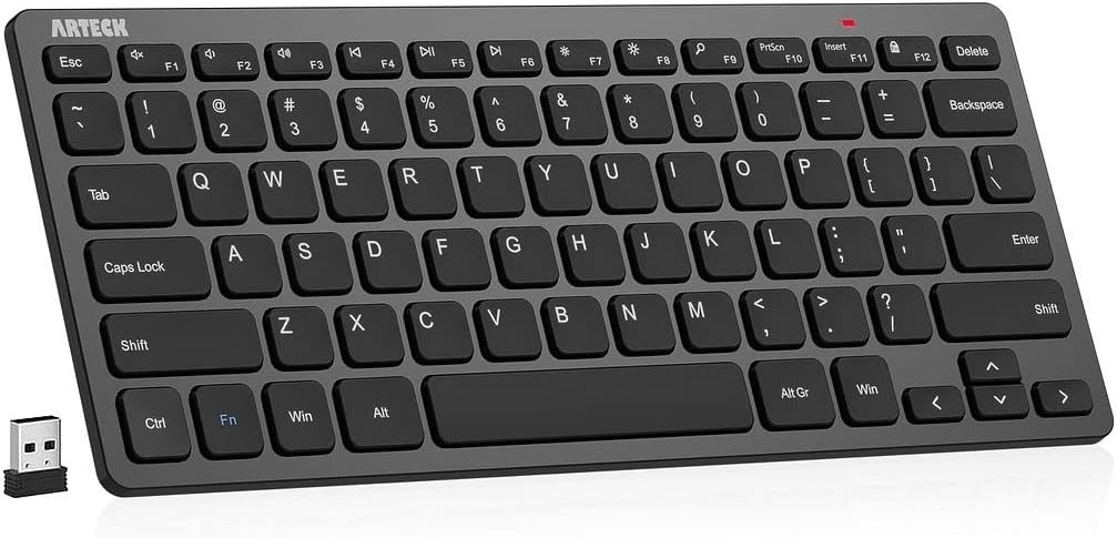 Arteck 2.4G Wireless Keyboard Ultra Slim and Compact Keyboard with Media Hotkeys