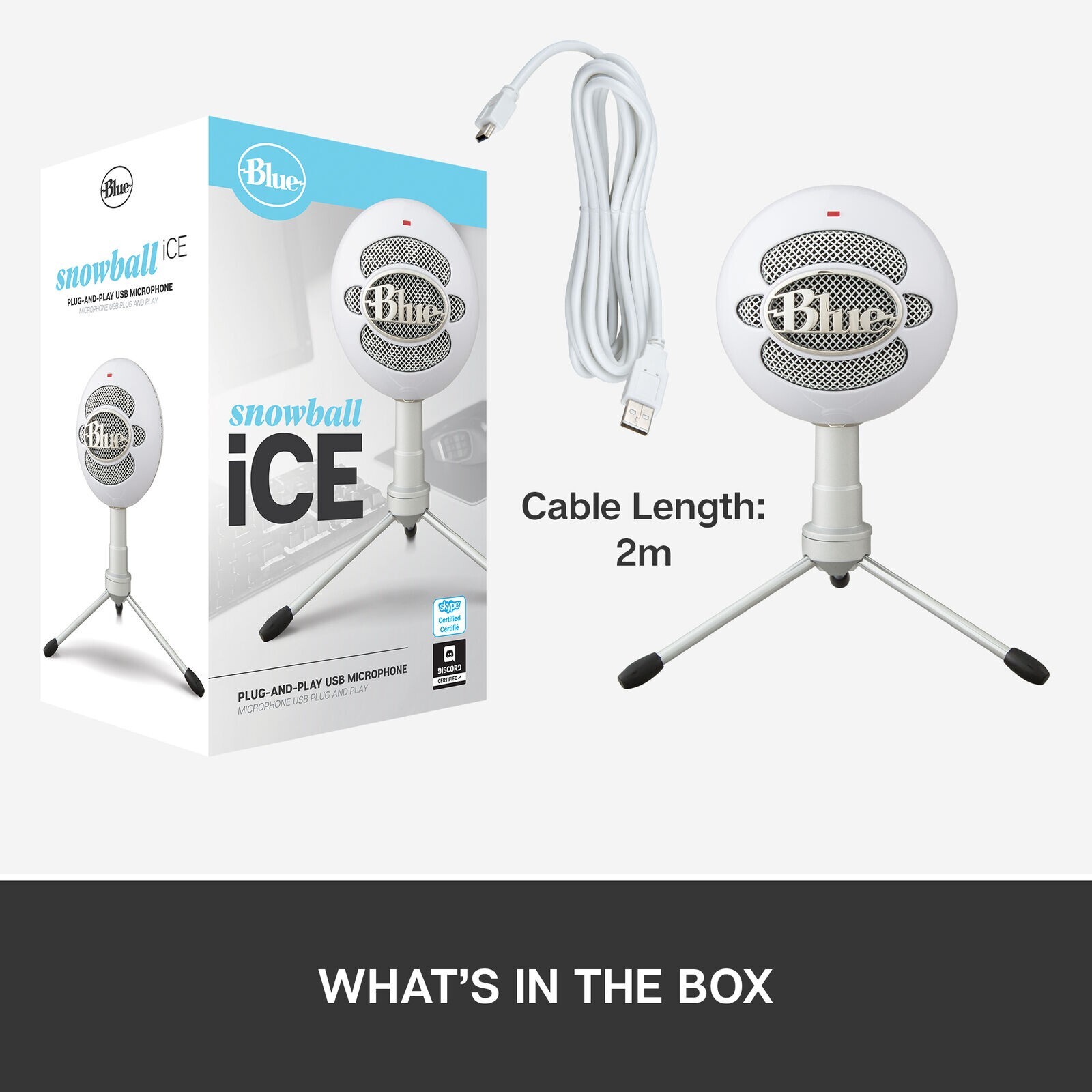 Blue Snowball iCE Plug 'n Play USB Microphone for Recording, Streaming, Gaming