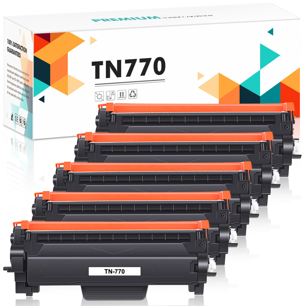 5 Pack TN 770 TN770 Toner Cartridge for Brother MFC-L2750DW HL-L2370DW Printer