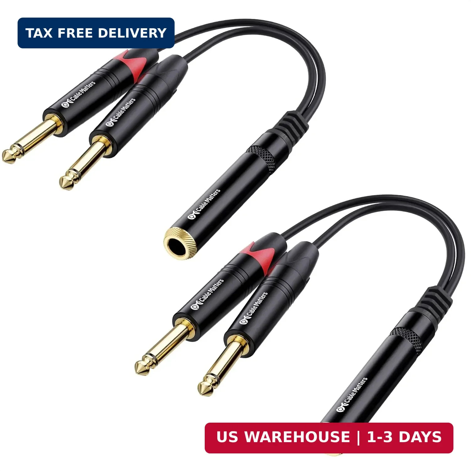 Cable Matters 2-Pack 1/4 TRS to Dual TS Stereo Audio Splitter Cable (Dual 1/4 In
