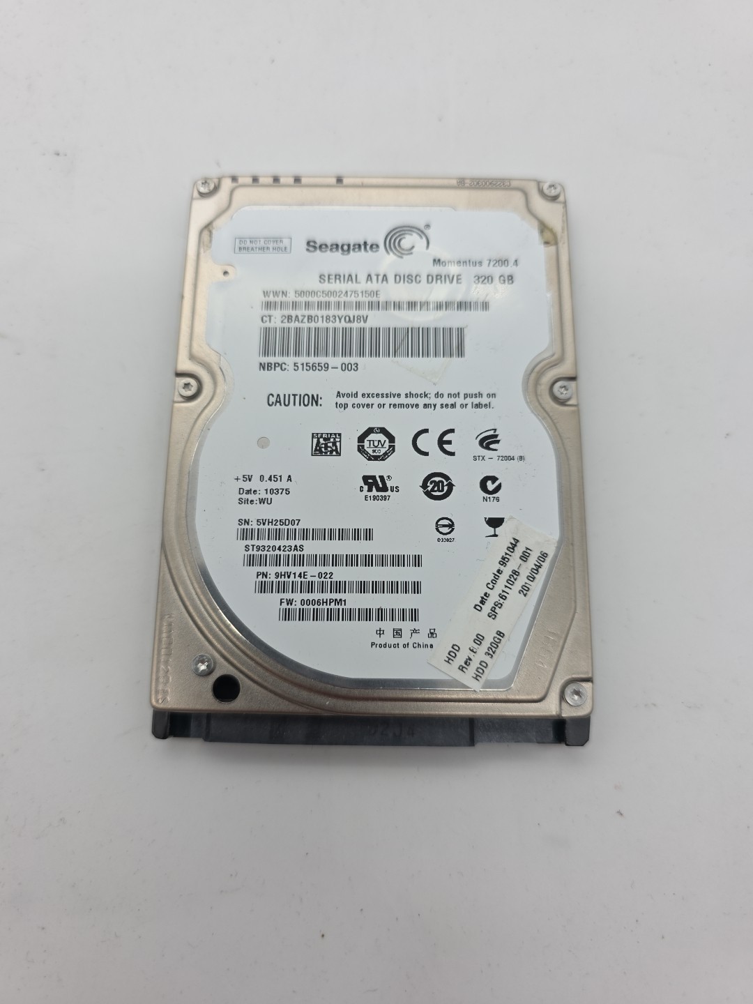 Seagate HP Momentus 320GB SATA 2.5" 7200 16MB ST9320423AS 515659-001