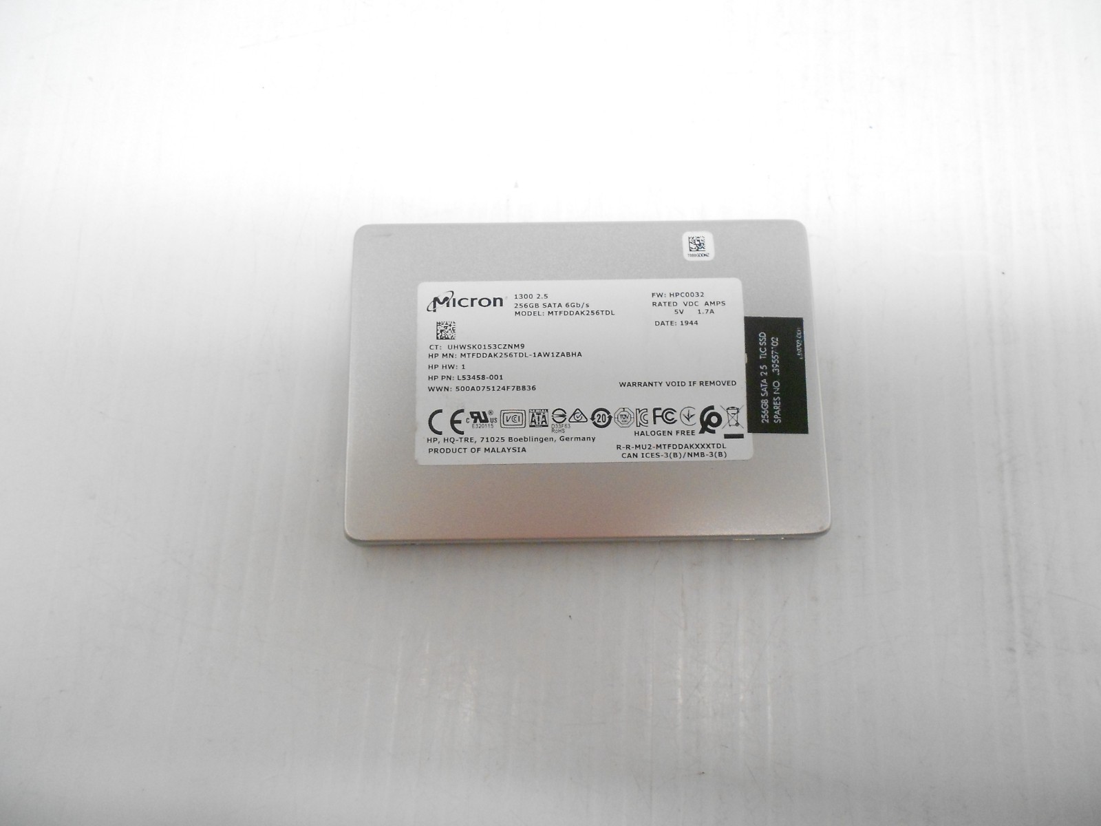 HP Micron 256GB SSD SATA 2.5" Solid State Hard Drive L53458-001 MTFDDAK256TDL PC