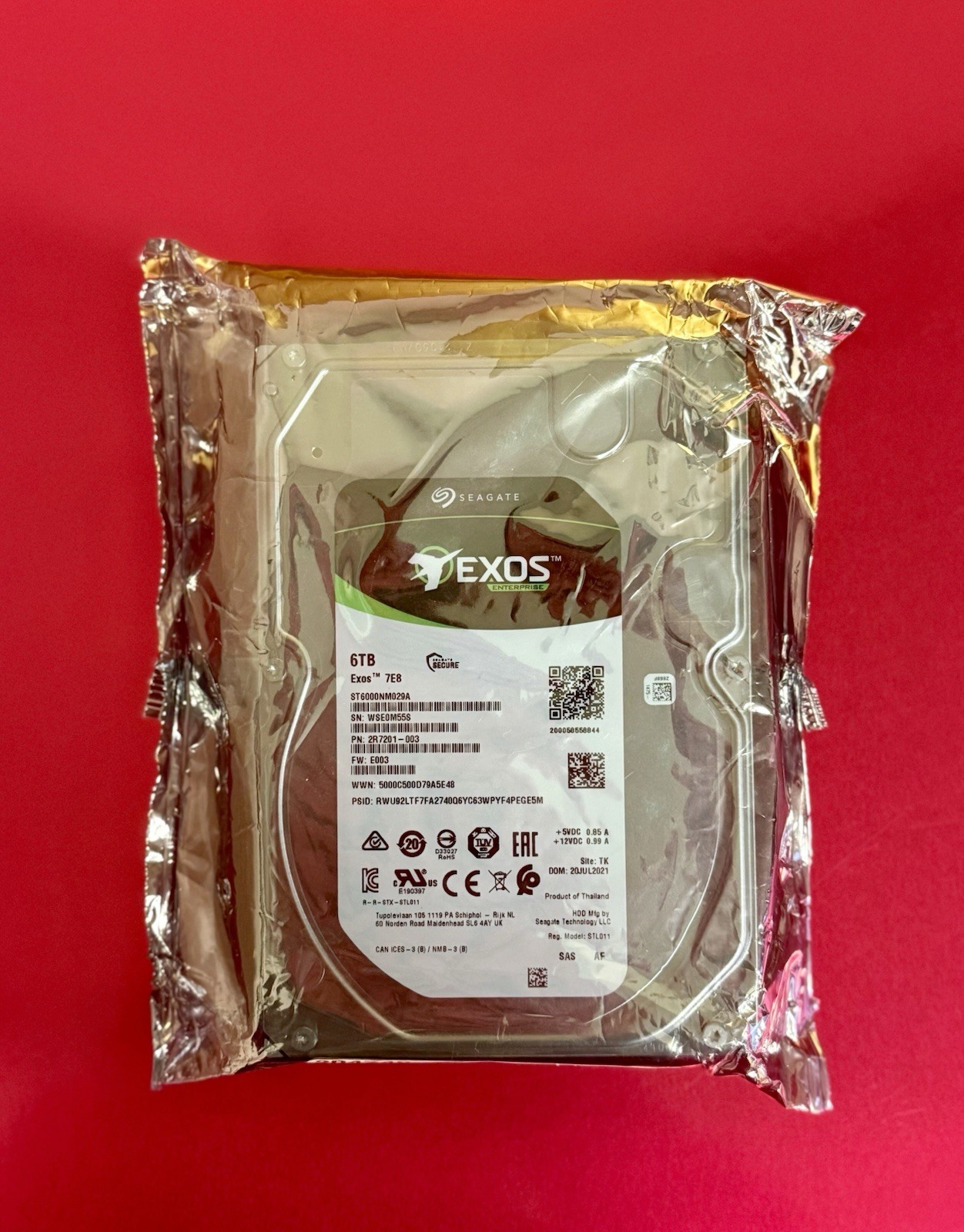 Seagate ST6000NM029A Exos 7E8 6TB 7.2KRPM 3.5" 256MB Cache 512e SAS 12gb/s HDD