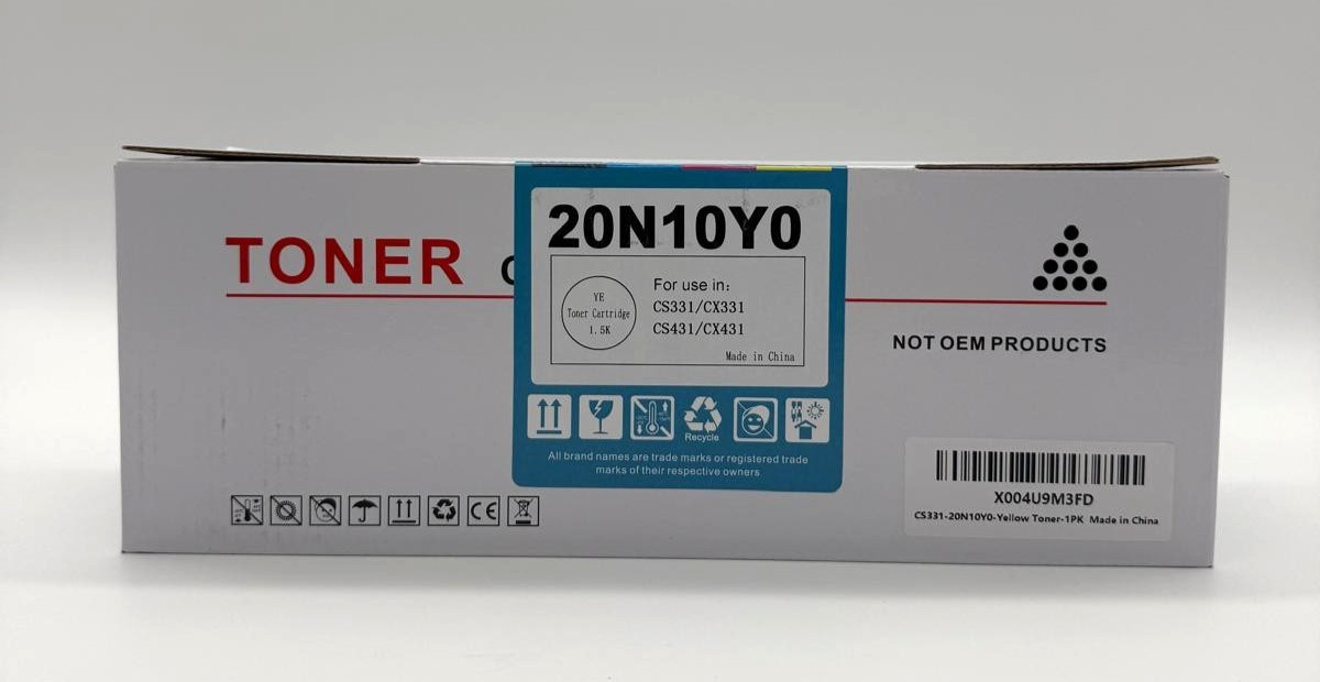 20N10Y0 Compatible Yellow Toner Cartridge for Lexmark CS331 CX331 CS431 CX431 NE