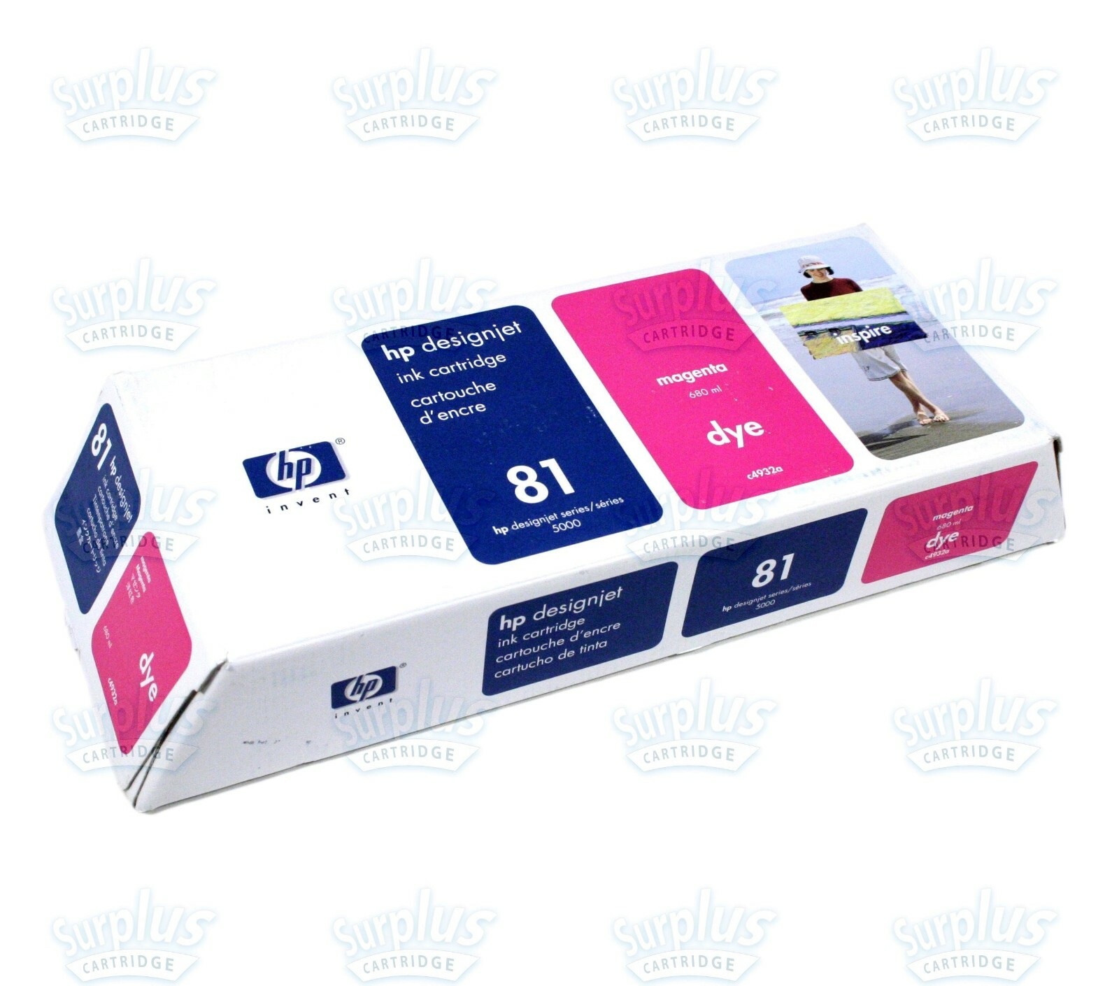 Genuine HP 81 Magenta 680ml Dye Ink C4932A DesignJet 5000 5500 (Retail Box)