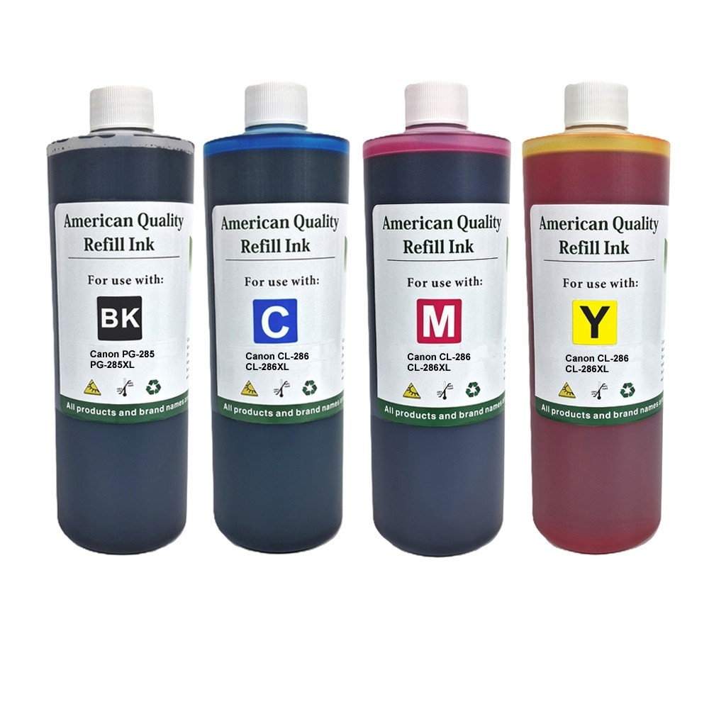 BKCMY Ink Refill Kit Bottles for Canon PG-285 CL-286 PG-285XL CL-286XL-4x500ml