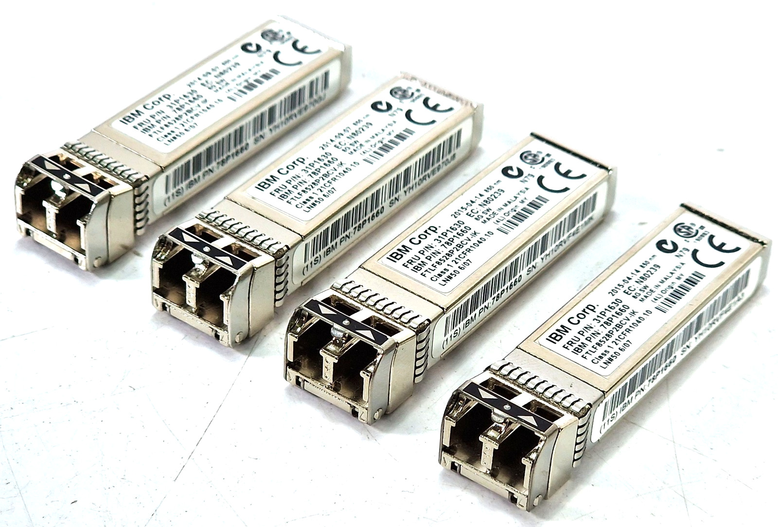 4* IBM 8Gb SFP+ FC Transceiver Module 31P1630 78P1660 FTLF8528P2BCV-IK 850nm SW
