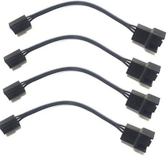 Versatile 4 Pin to 3 Pin Cooling Fan Adapter - Tangle Free and Safe Pack of 4