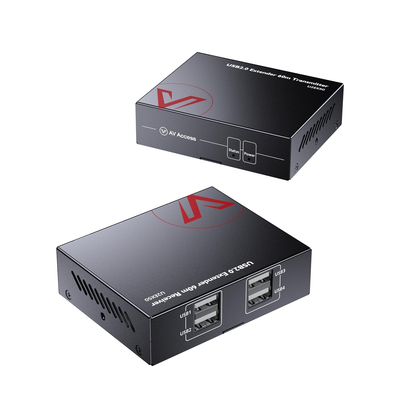 AV Access USB Over Ethernet Extender Kit, USB 2.0 480Mbps, 4-Port Hub