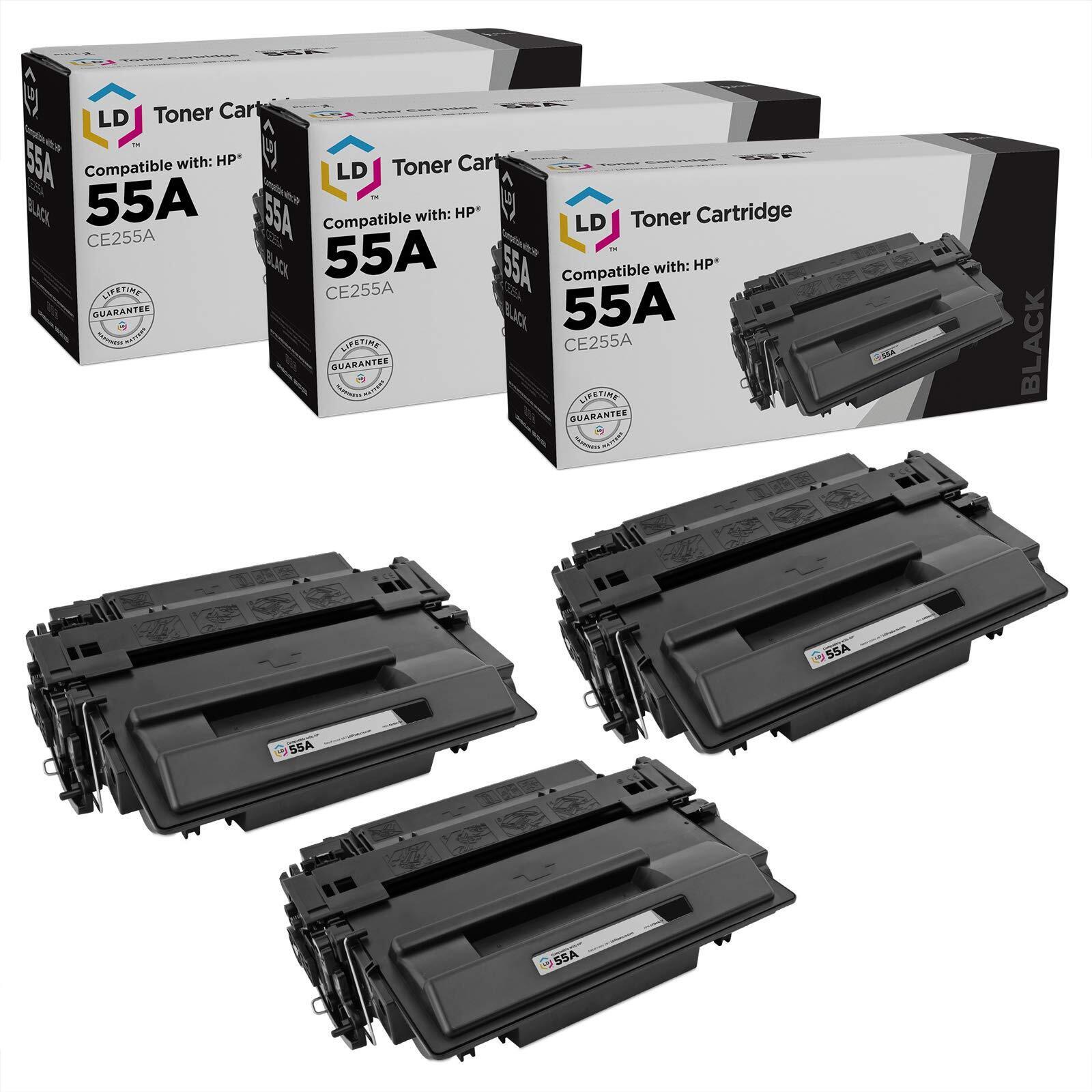 LD Products Replacements for HP 55A 55 CE255A CE255 Toner Cartridge (3PK)