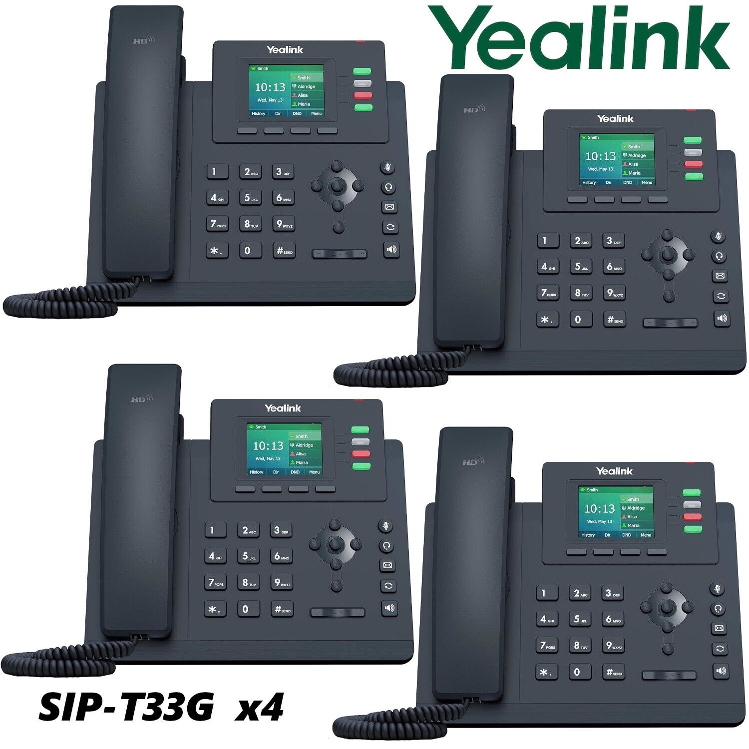 4 Yealink SIP-T33G Gigabit PoE Color LCD 4-Line Office Phone Entry Level T33G
