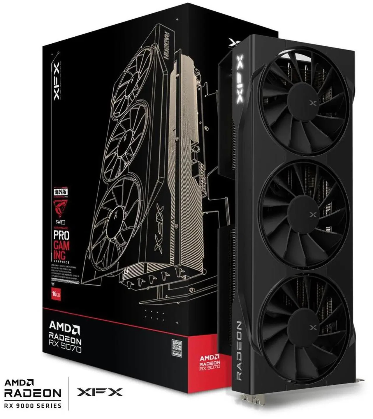 XFX Swift AMD Radeon RX 9070 RDNA 4 16GB 256-Bit GDDR6 Graphics Card