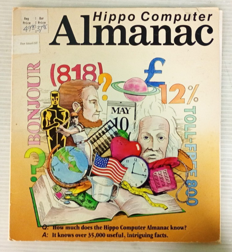 Hippo Computer Almanac by Hippopotamus Software for Atari ST w/Sleeve 1985