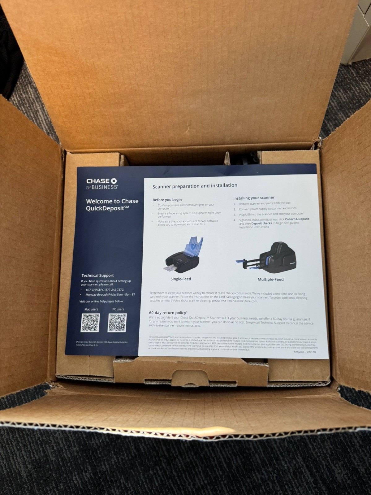 Panini mI:Deal Single Feed Check Scanner Reader Chase Brand New In Box