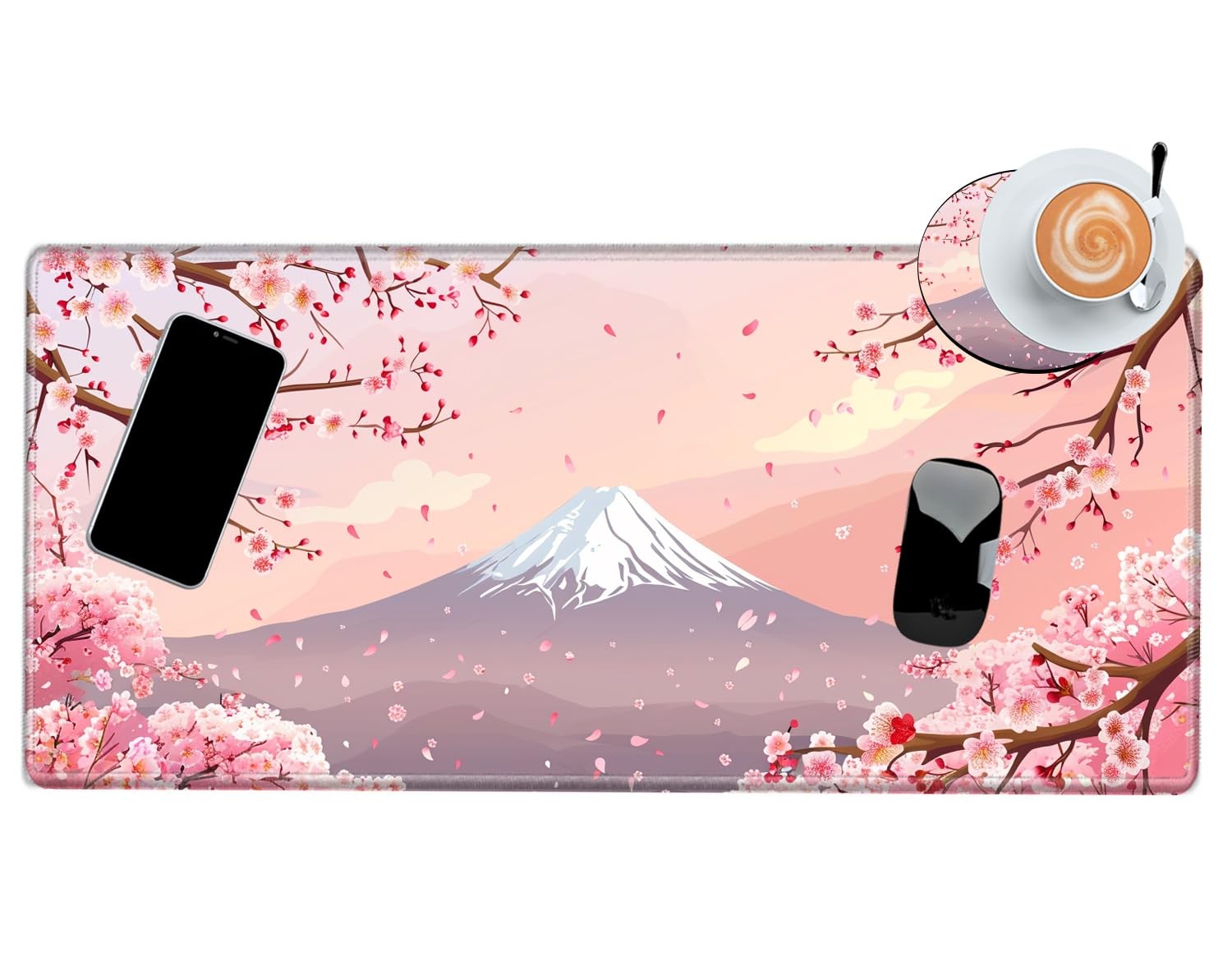 Gaming Pad Cherry Blossom Desk Mat Sakura Mousepad XL Desk Pad 24x12 Computer...