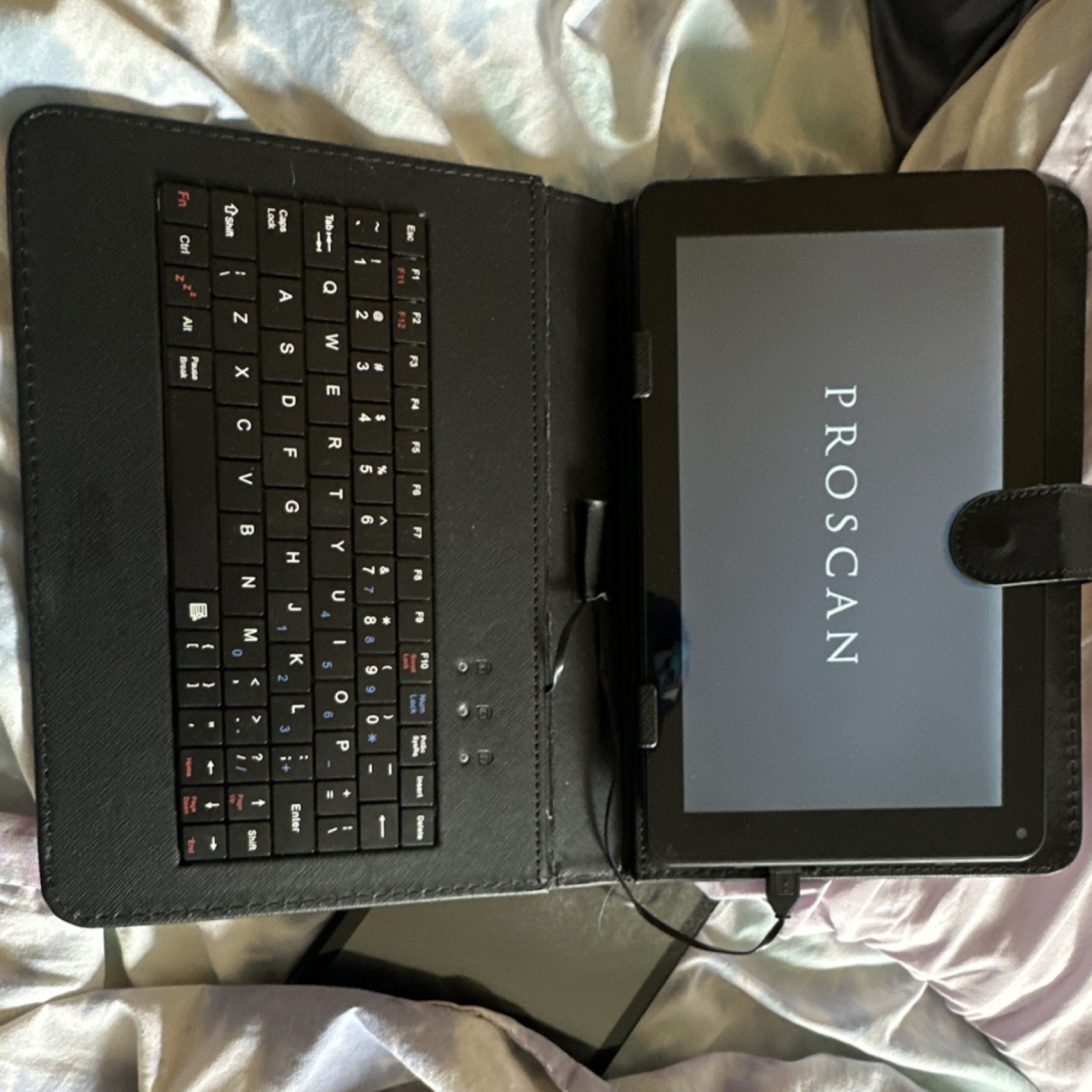 PROSCAN Tablet Black Touchscreen Built-In Keyboard Folio Case Portable Device