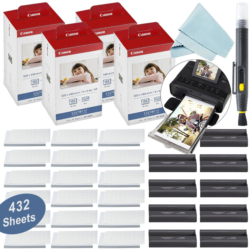 Canon KP-108IN Color Ink/Paper Set for SELPHY CP910 CP1300 CP1500- 432 Sheet Kit