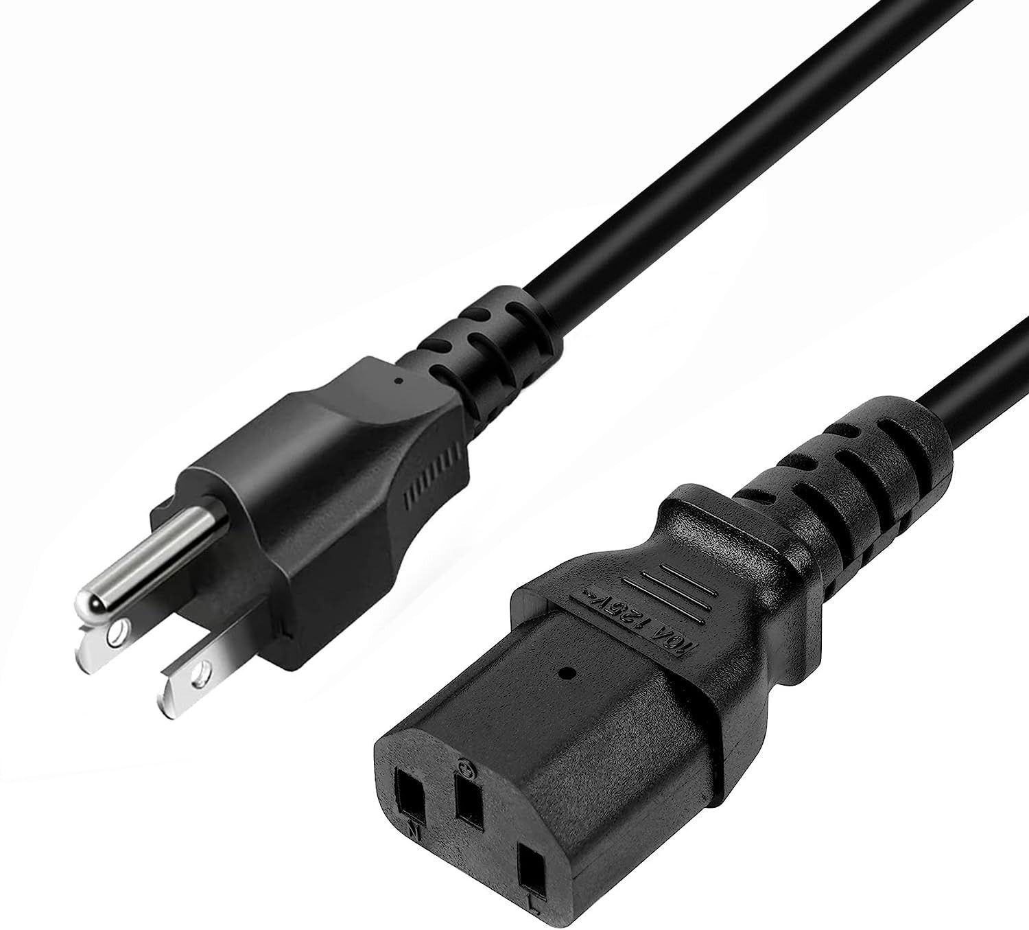 Amazon Basics PC Power Cable, 6 feet, AC Power Cord for Monitor, Computer, TV, 3