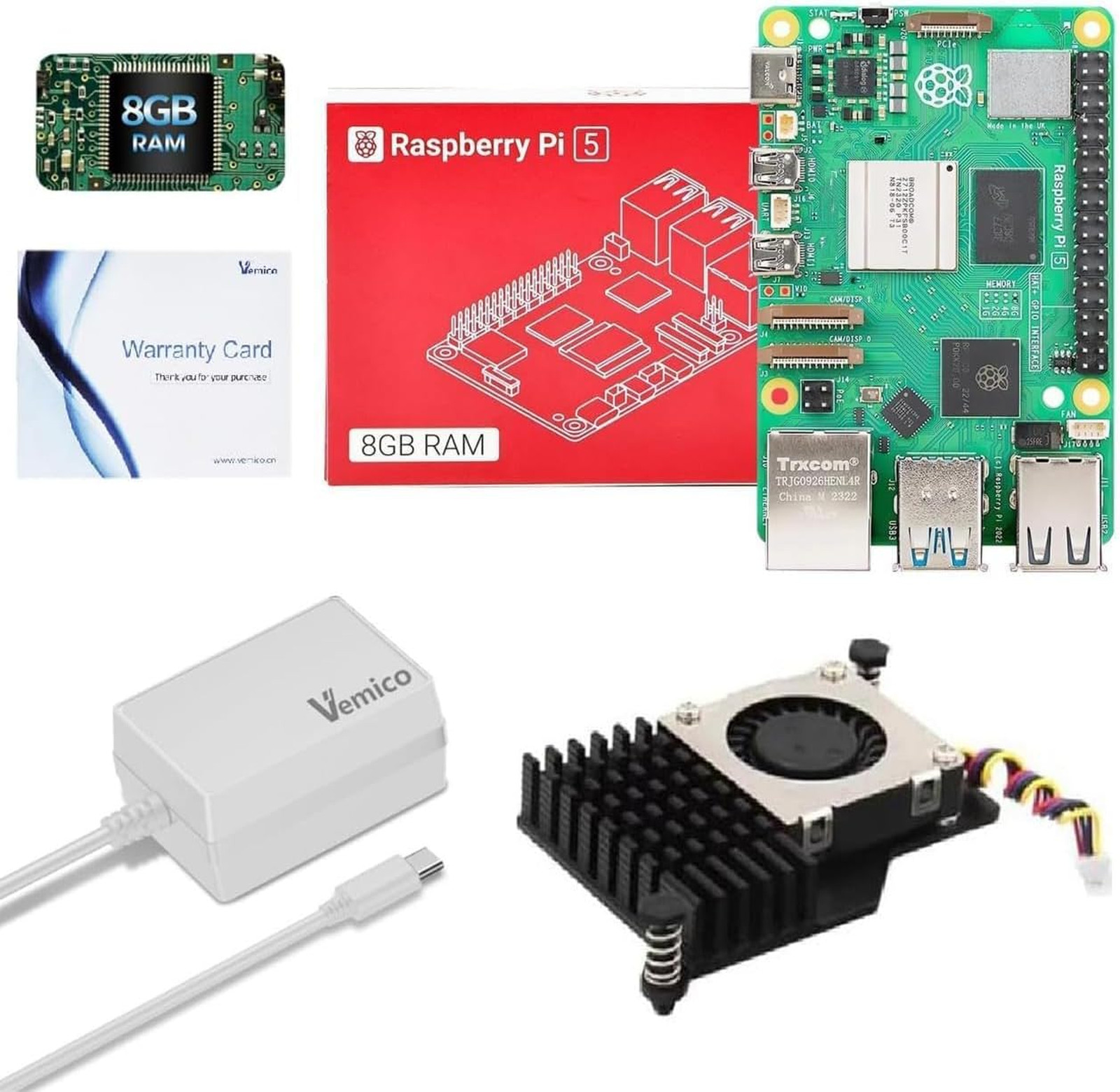 Raspberry Pi 5 8GB Kit with Active Cooler and 27W GaN Power Supply | Better