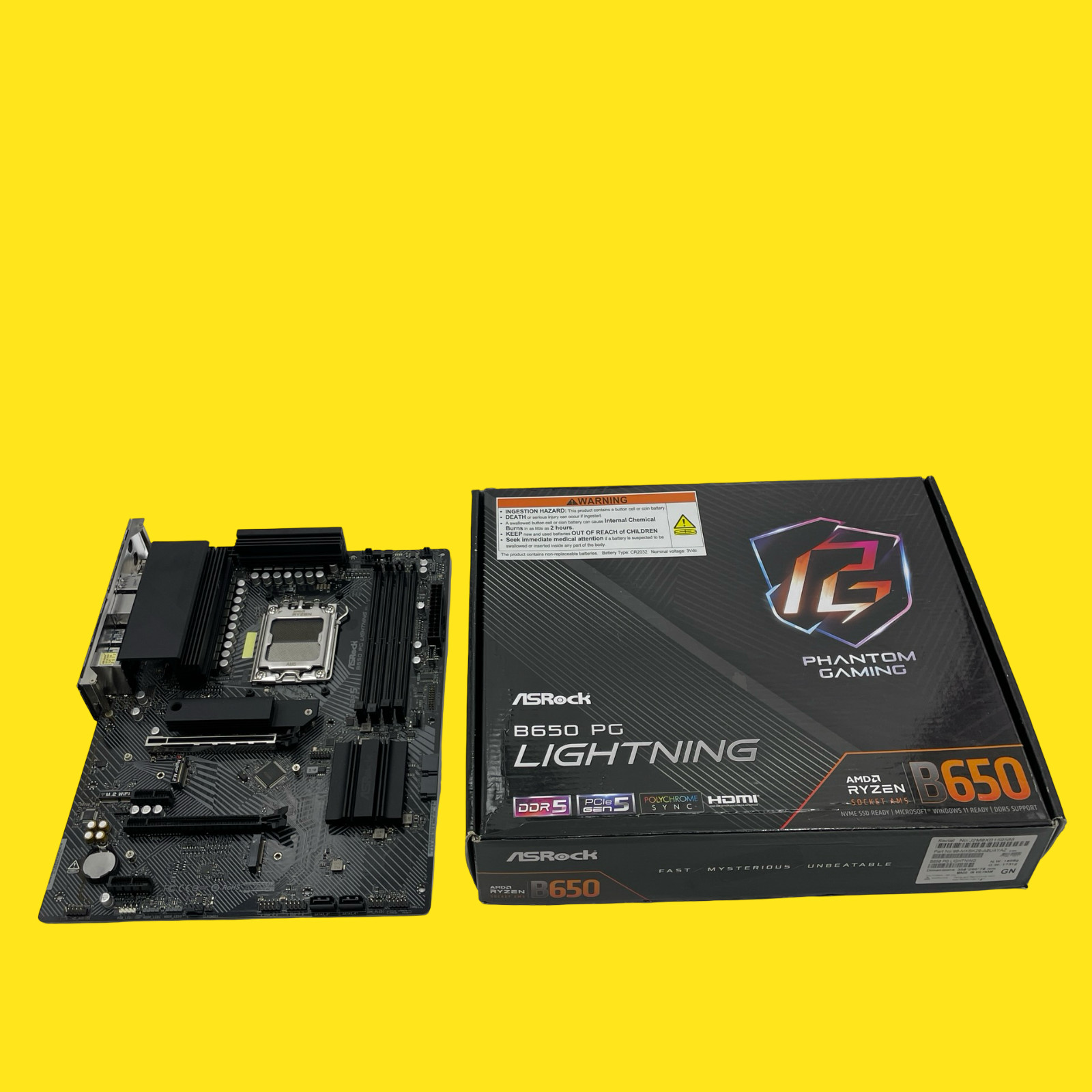 AS/IS B650 PG Lightning WiFi DDR5 AMD Ryzen Socket AM5 Motherboard #5181