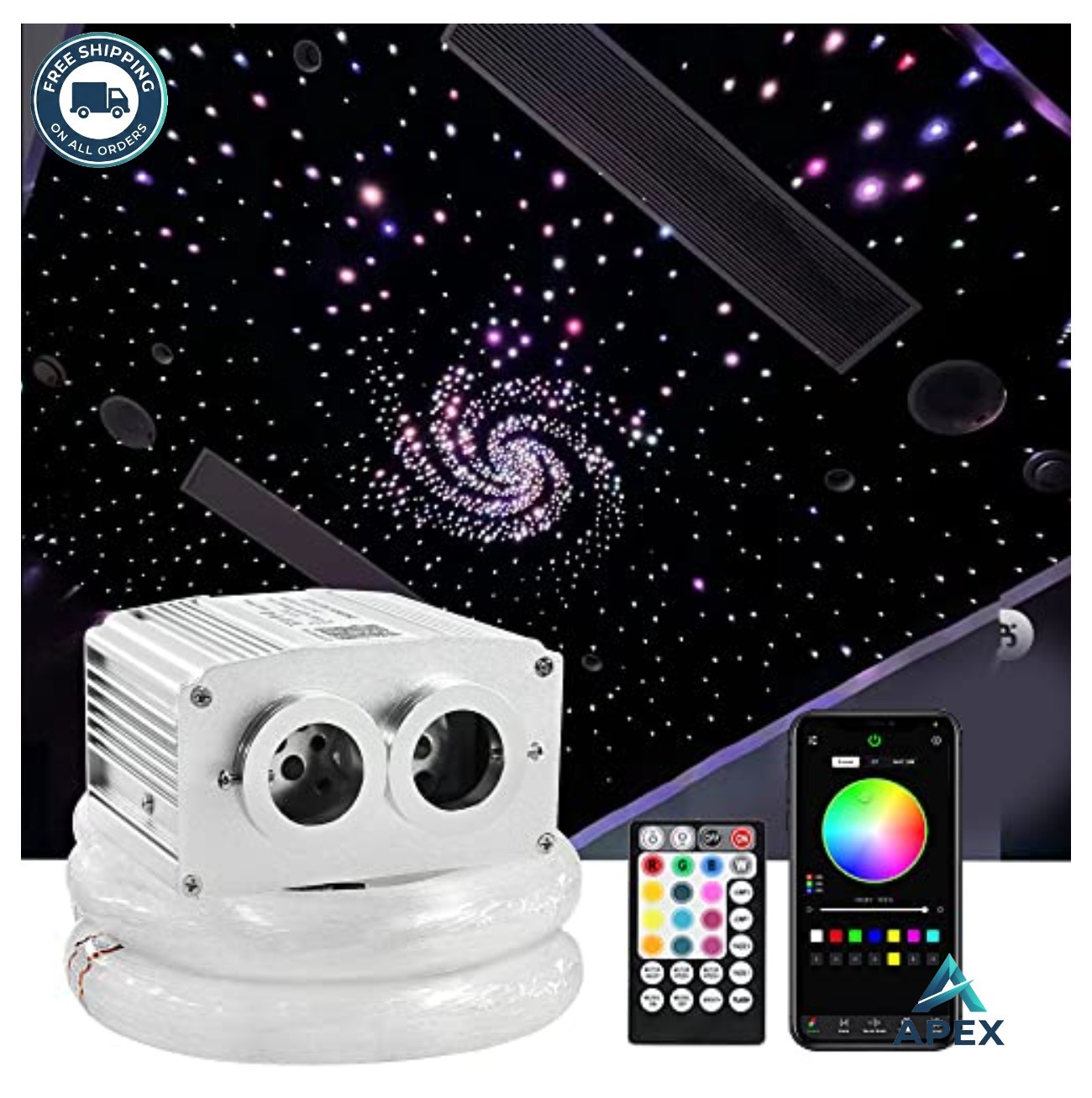 Fiber Optic Starlight Headliner Kit 16W 900 Strands 13.1ft Twinkle Music Sync