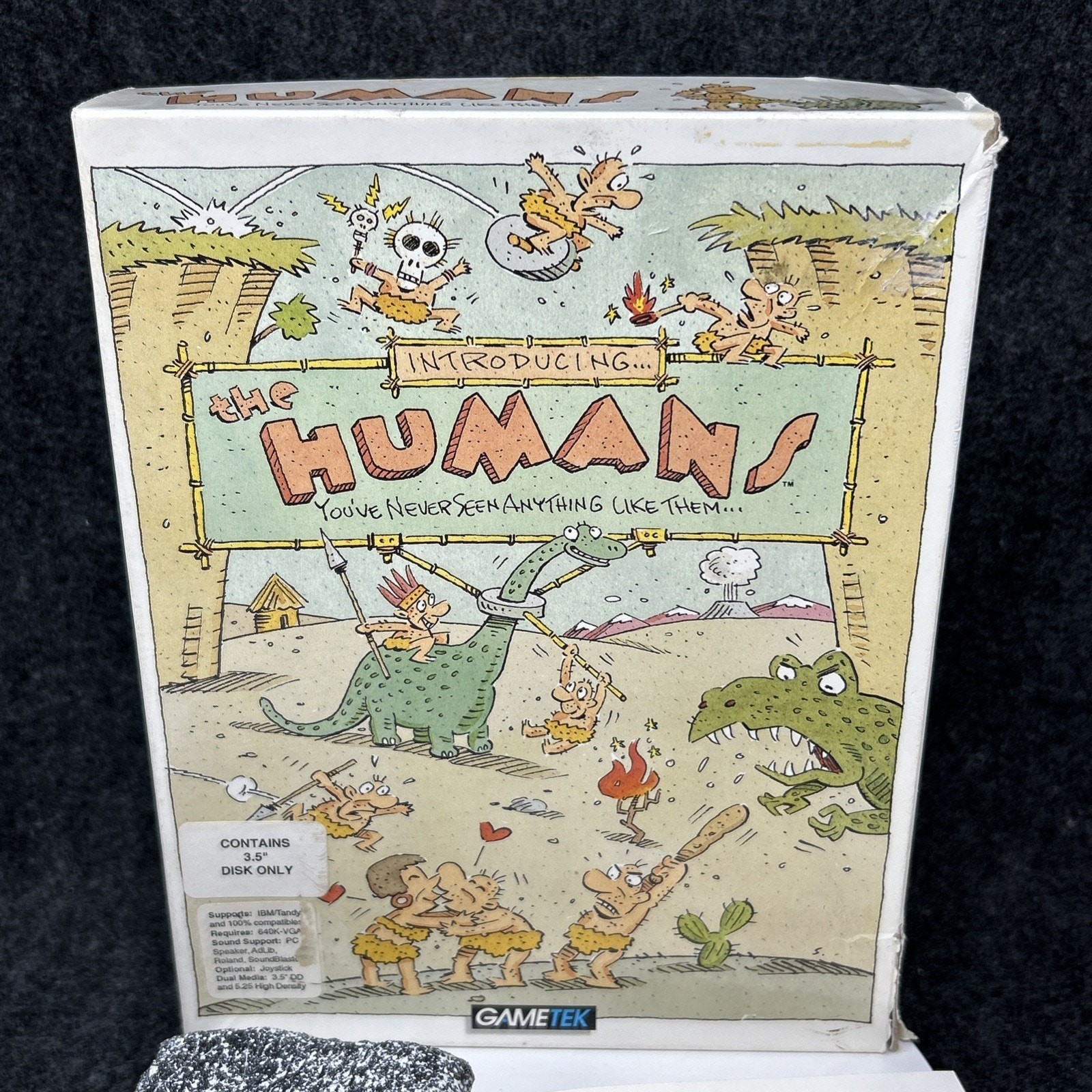 Vtg 1992 The Humans PC Big Box Game Atari Gametek 3.5 Floppy IBM Tandy Complete