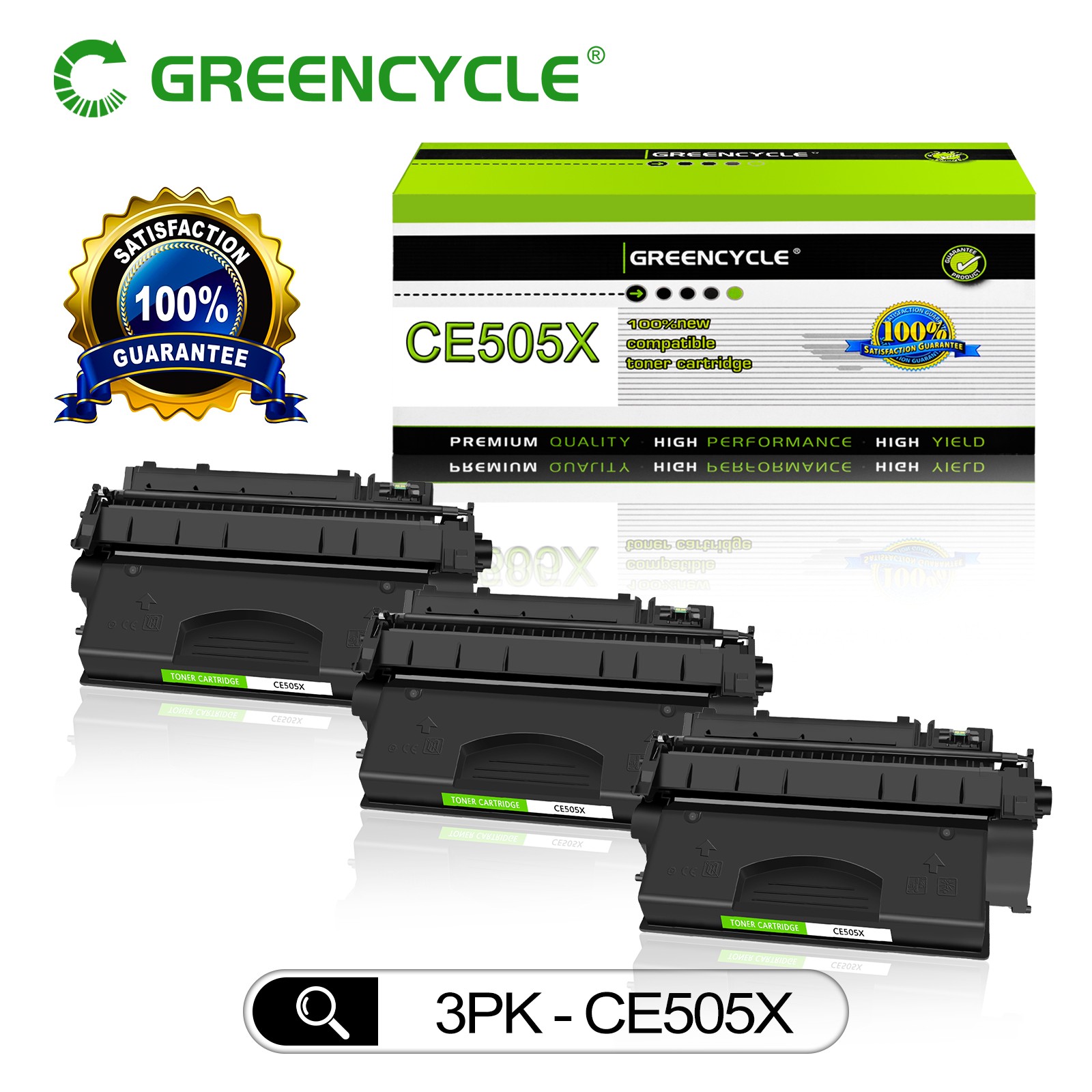 3PK Black CE505X 05X Toner Cartridge For HP LaserJet P2050 P2055d Printer